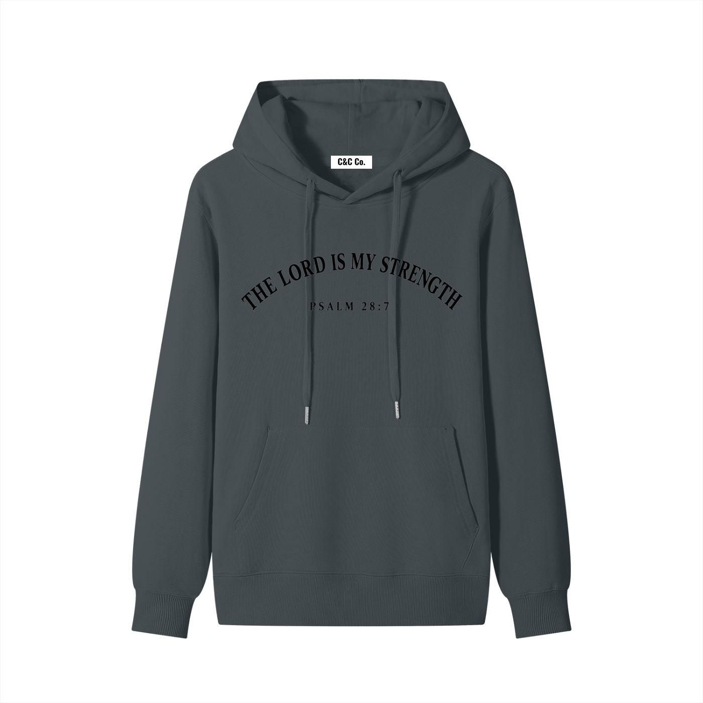 Classic Unisex Cotton Hoodie The Lord Is My Strength Black Text