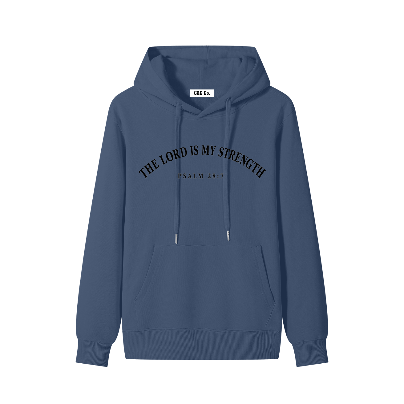 Classic Unisex Cotton Hoodie The Lord Is My Strength Black Text