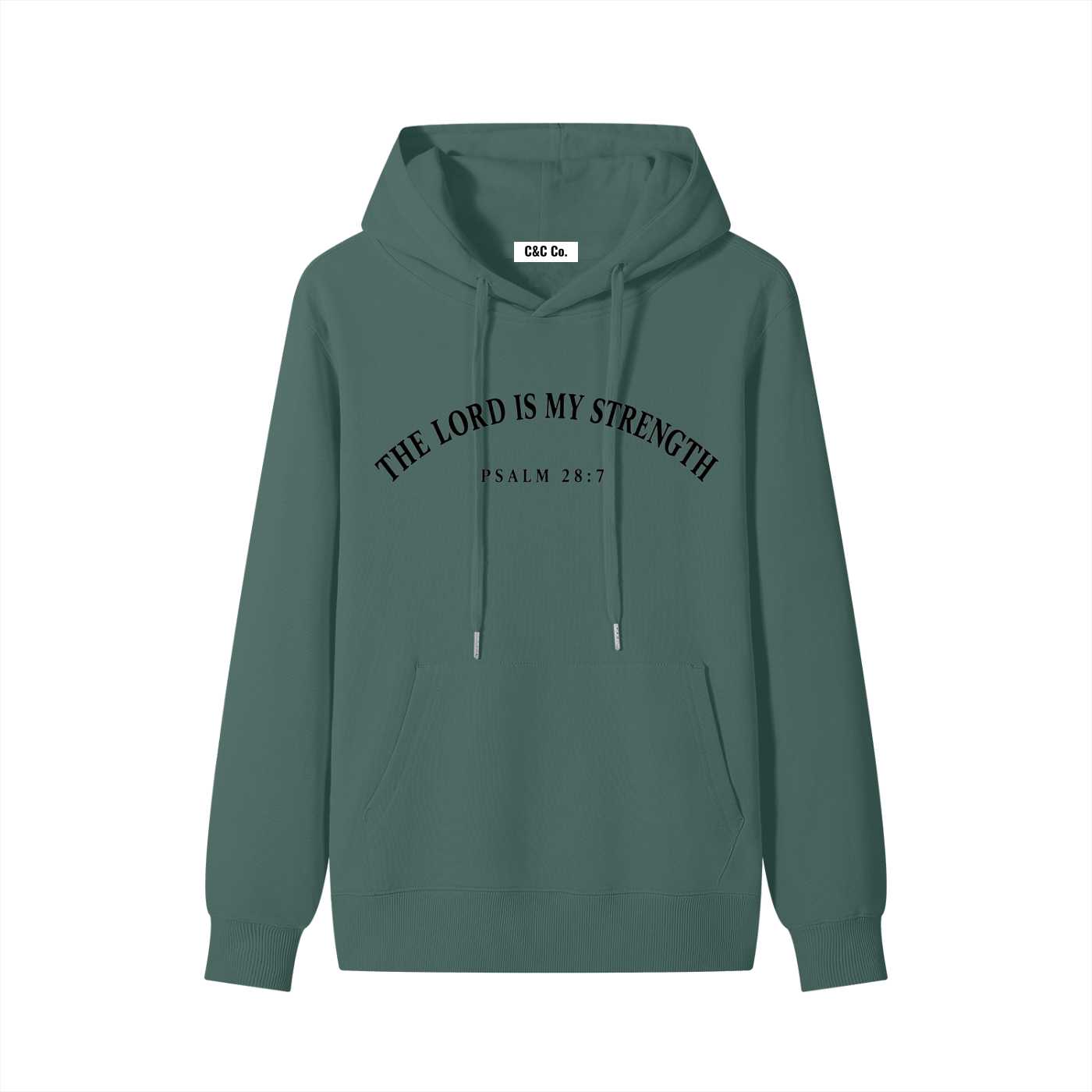 Classic Unisex Cotton Hoodie The Lord Is My Strength Black Text