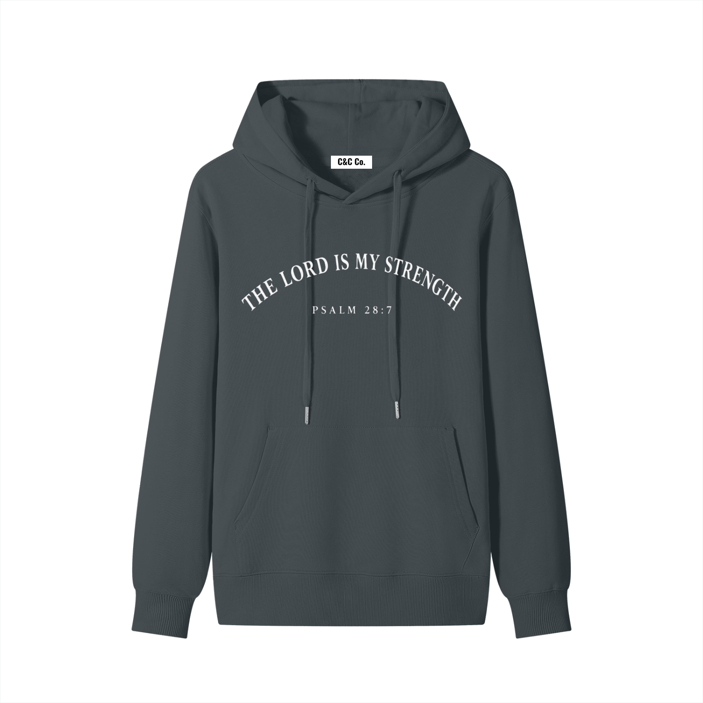 Classic Unisex Cotton Hoodie The Lord Is My Strength White Text