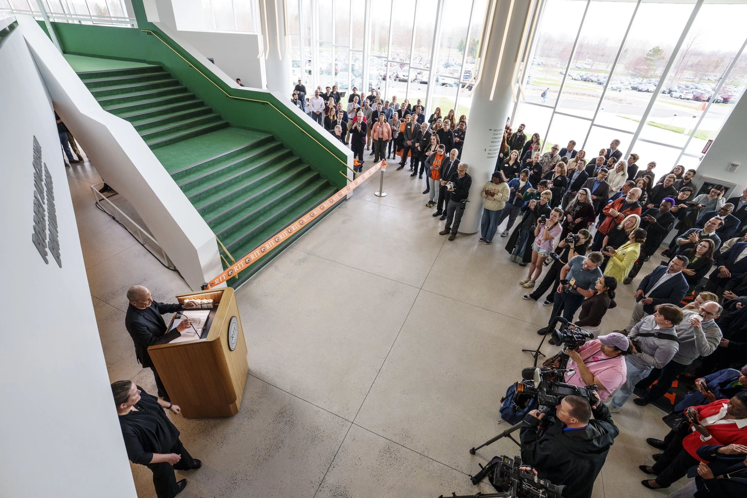 Michael Maltzan, architect of the RIT Performing Arts Center gives remarks at the grand opening of the space, April 10, 2026