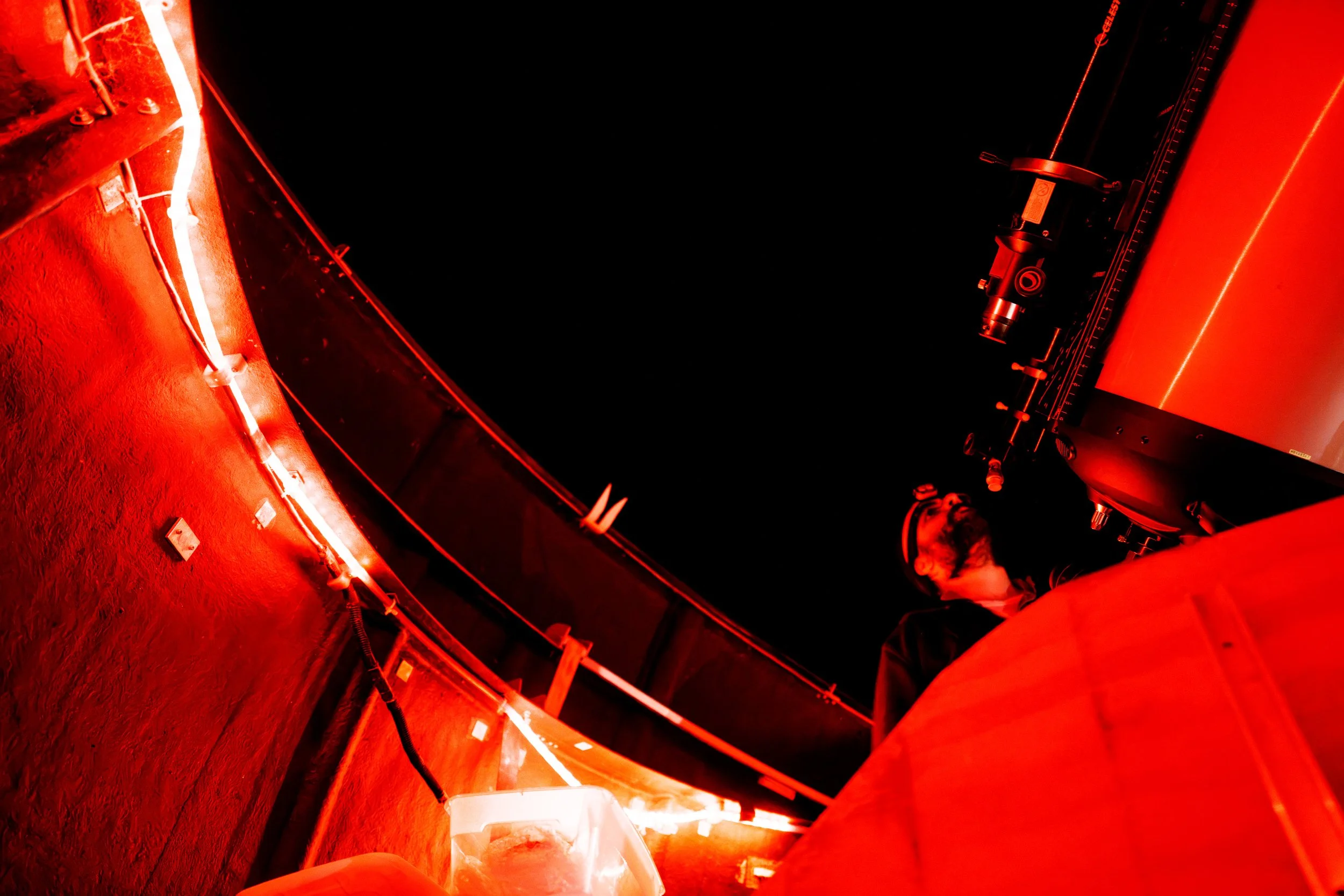 James Bossert, a deaf amateur astronomer aims a cassegrian telescope towards the lunar eclipse on August 28, 2026 at the Max Farash Community Observatory in Ionia, New York