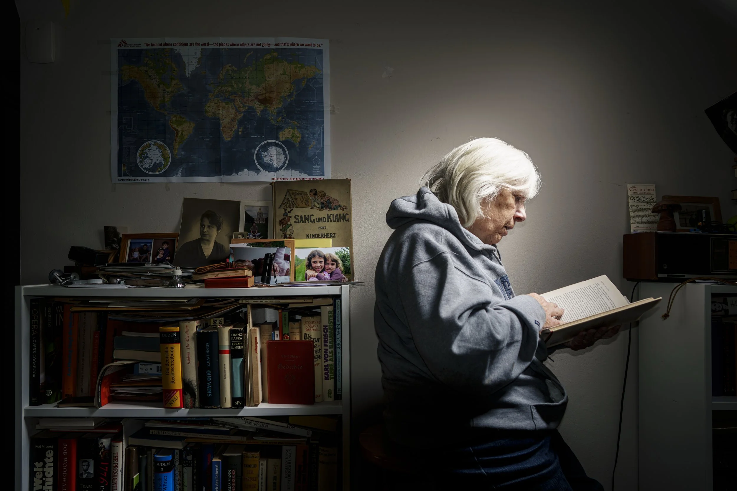 Ursula Besch, a former journalist who documented the reconstruction of post-World War II Germany, poses for a portrait at her home in Fairport, New York, on Nov. 8, 2025. Besch grew up in West Germany and began her journalism career as a young woman,