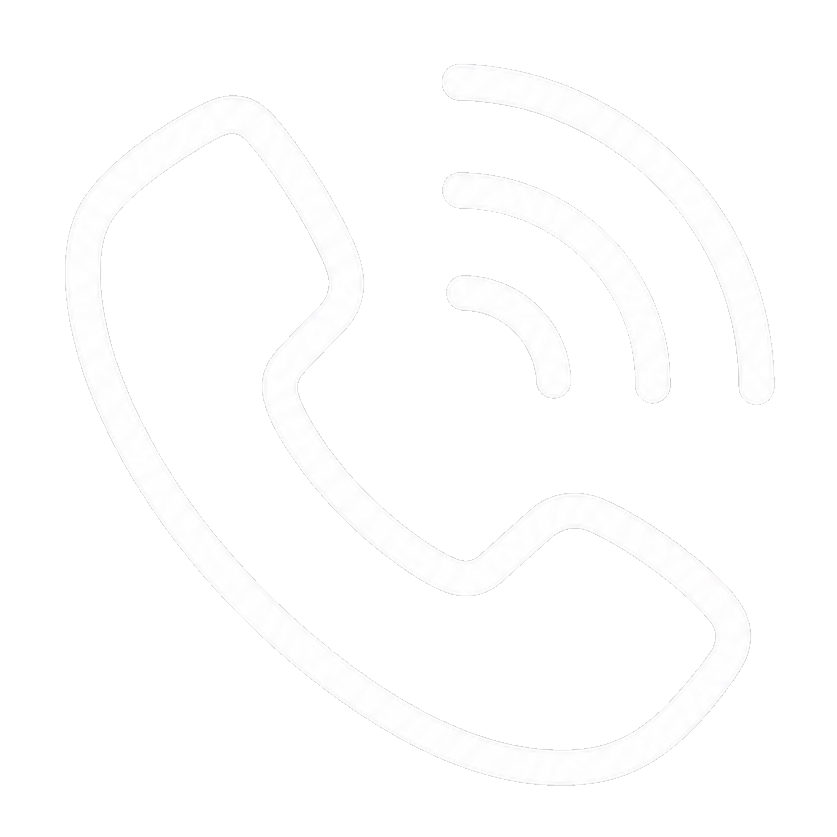 A white phone receiver icon with sound waves on a black background.