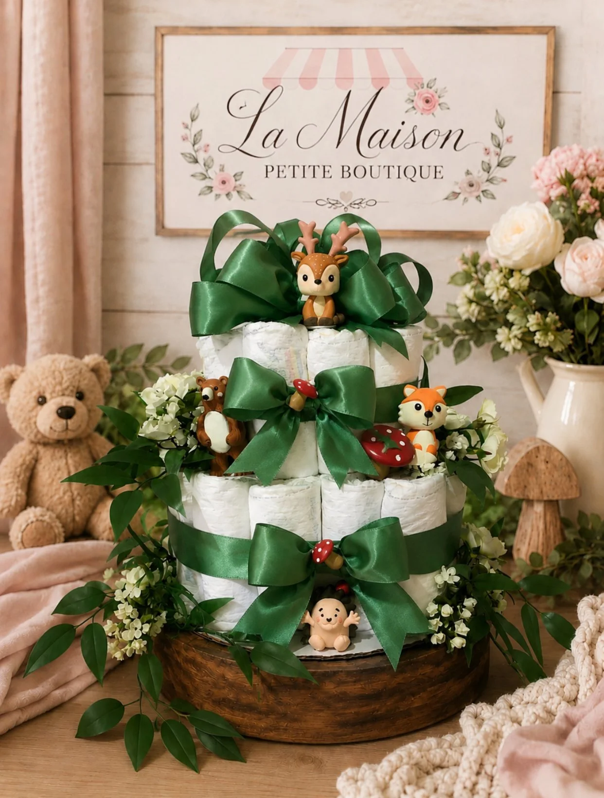 Woodland Creature Diaper Cake