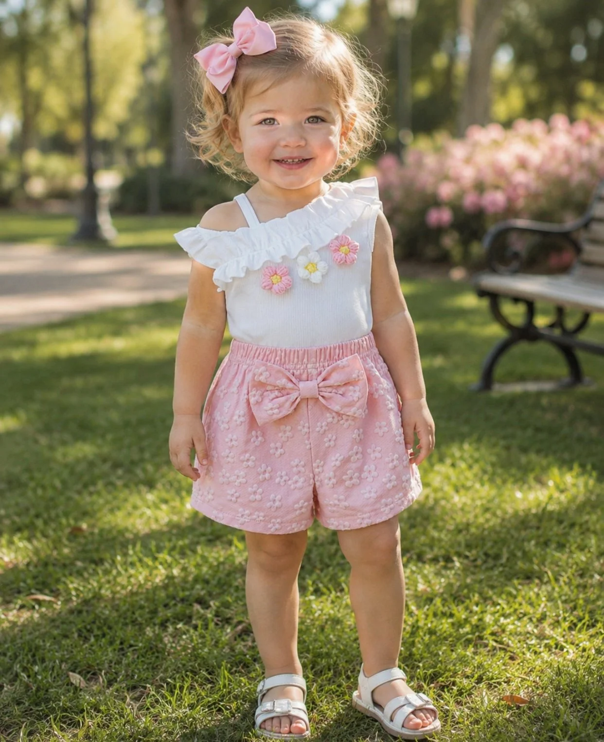 Girls' Floral Summer Shorts Set
