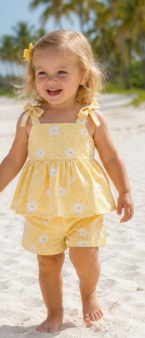Sunshine Daisy Bow Shirt and Short Set