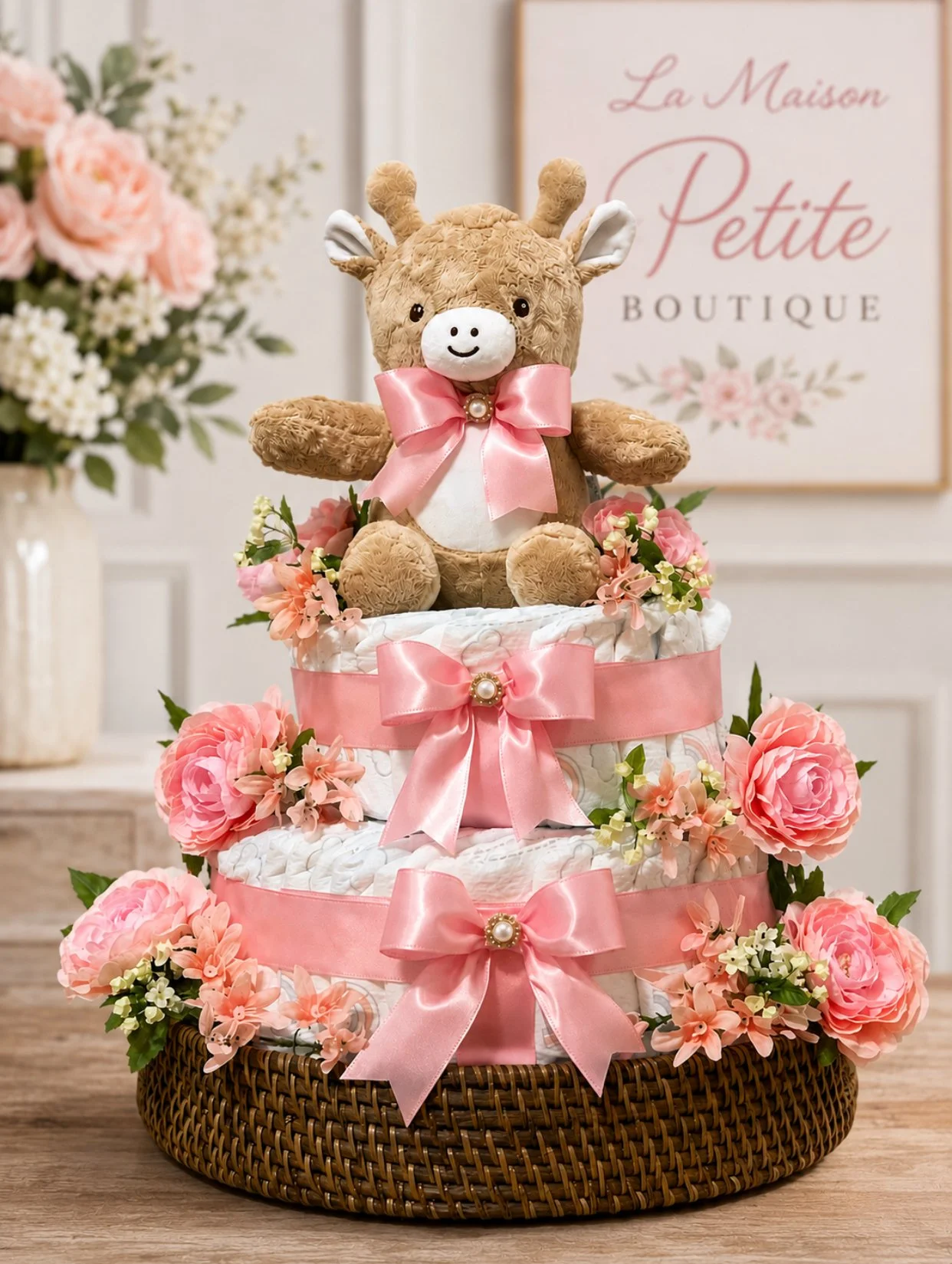 Giraffe Topper Delight Diaper Cake