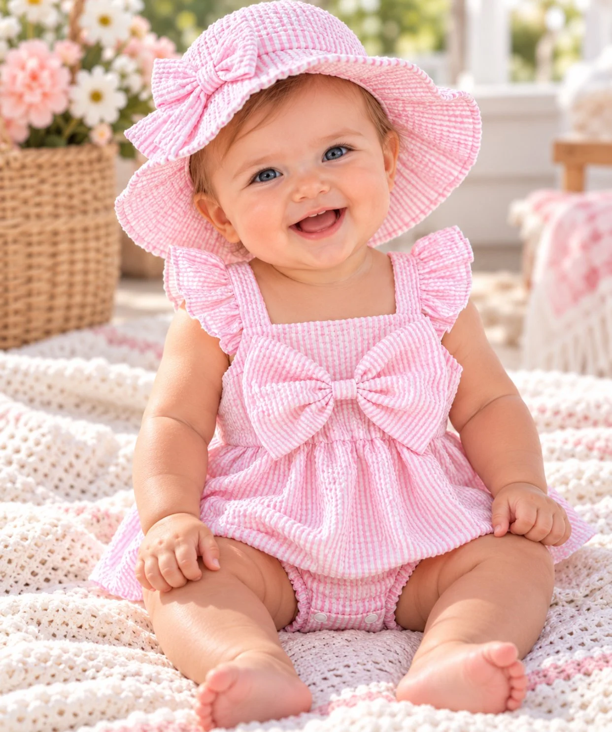 Charming Summer Romper & Hat Set for Girls