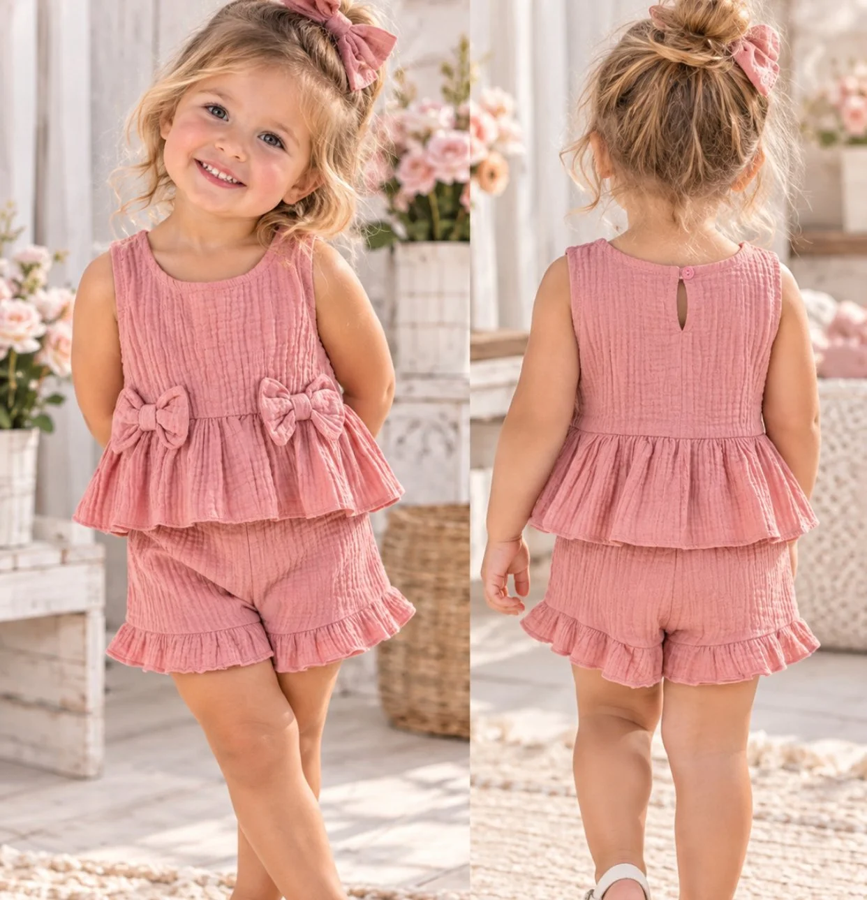 Dusty Rose Ruffle Short Set