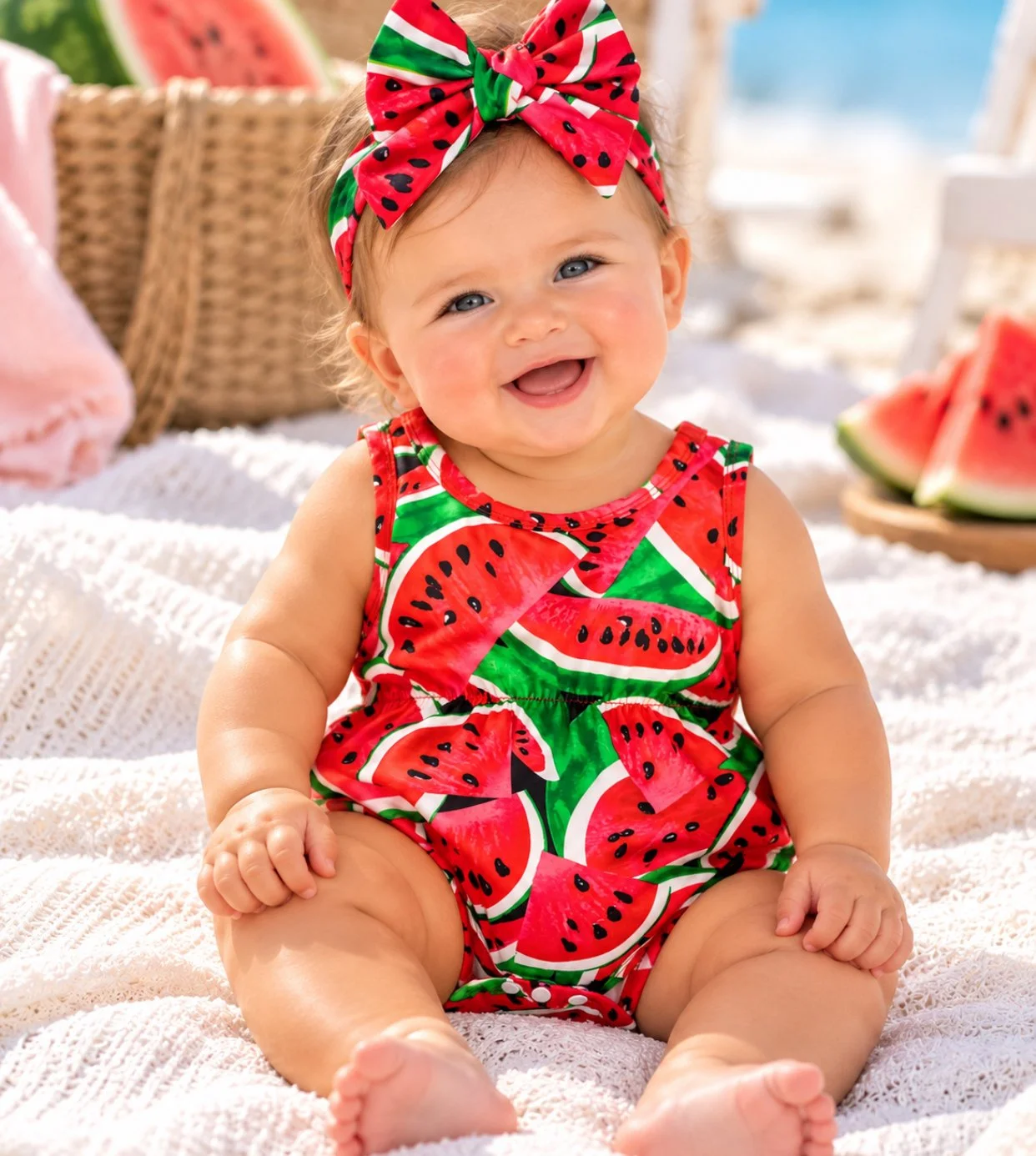 Sweet Watermelon Swimsuit & Bow Set