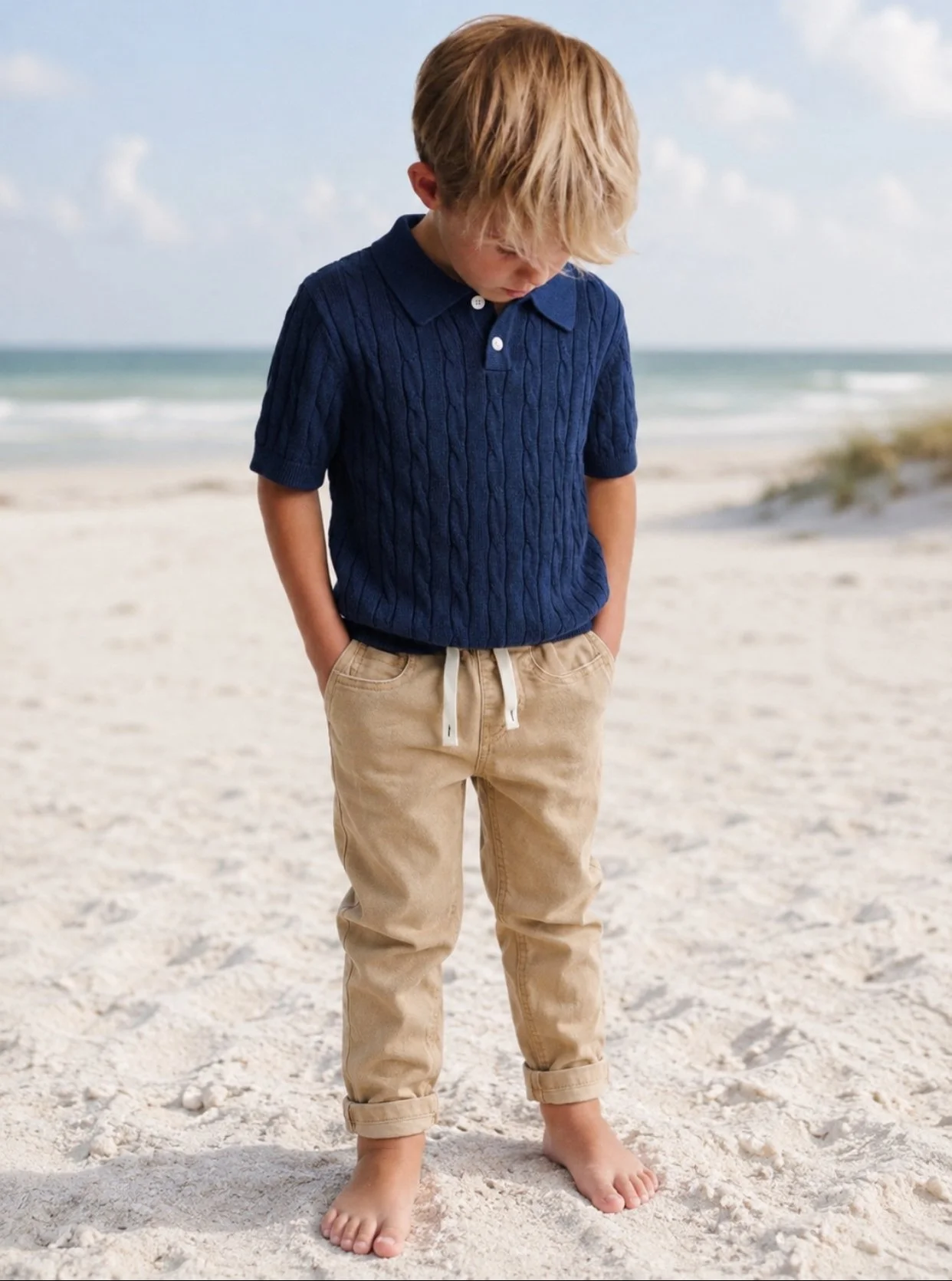 Boy's Khaki Drawstring Pants