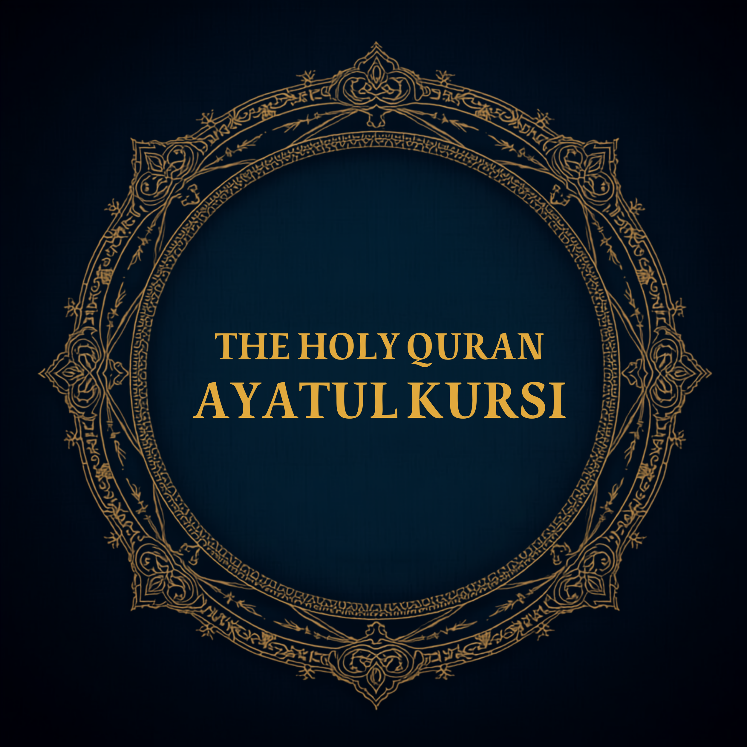 Cover of a book titled 'The Holy Quran and Ayyatulkursi' with a decorative gold circular pattern on a dark background.
