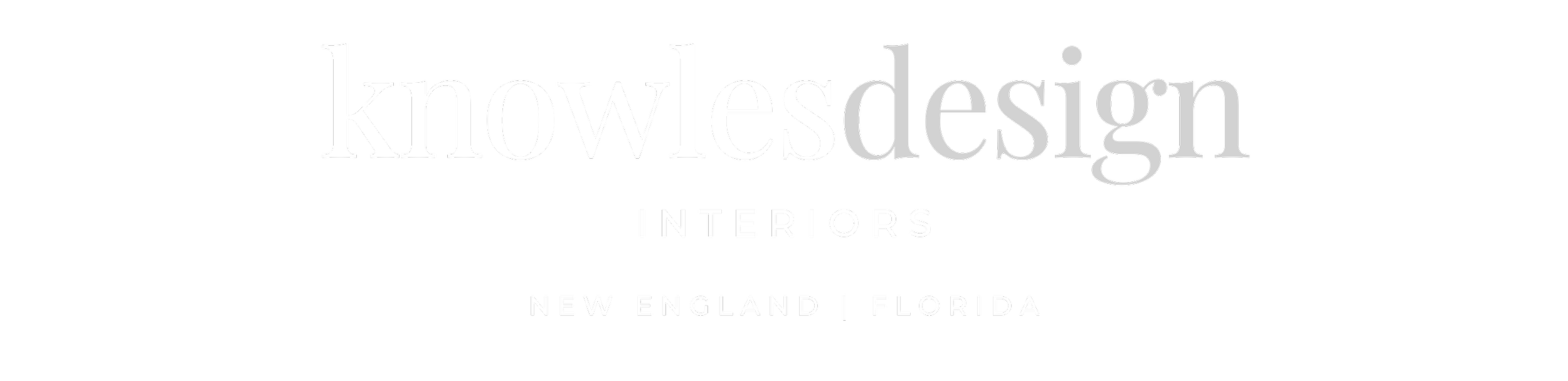 Logo for Knowledge Design Interiors with text indicating locations in New England and Florida.