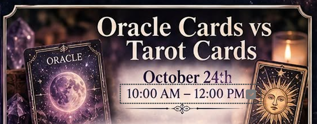 Oracle vs. Tarot cards flyer