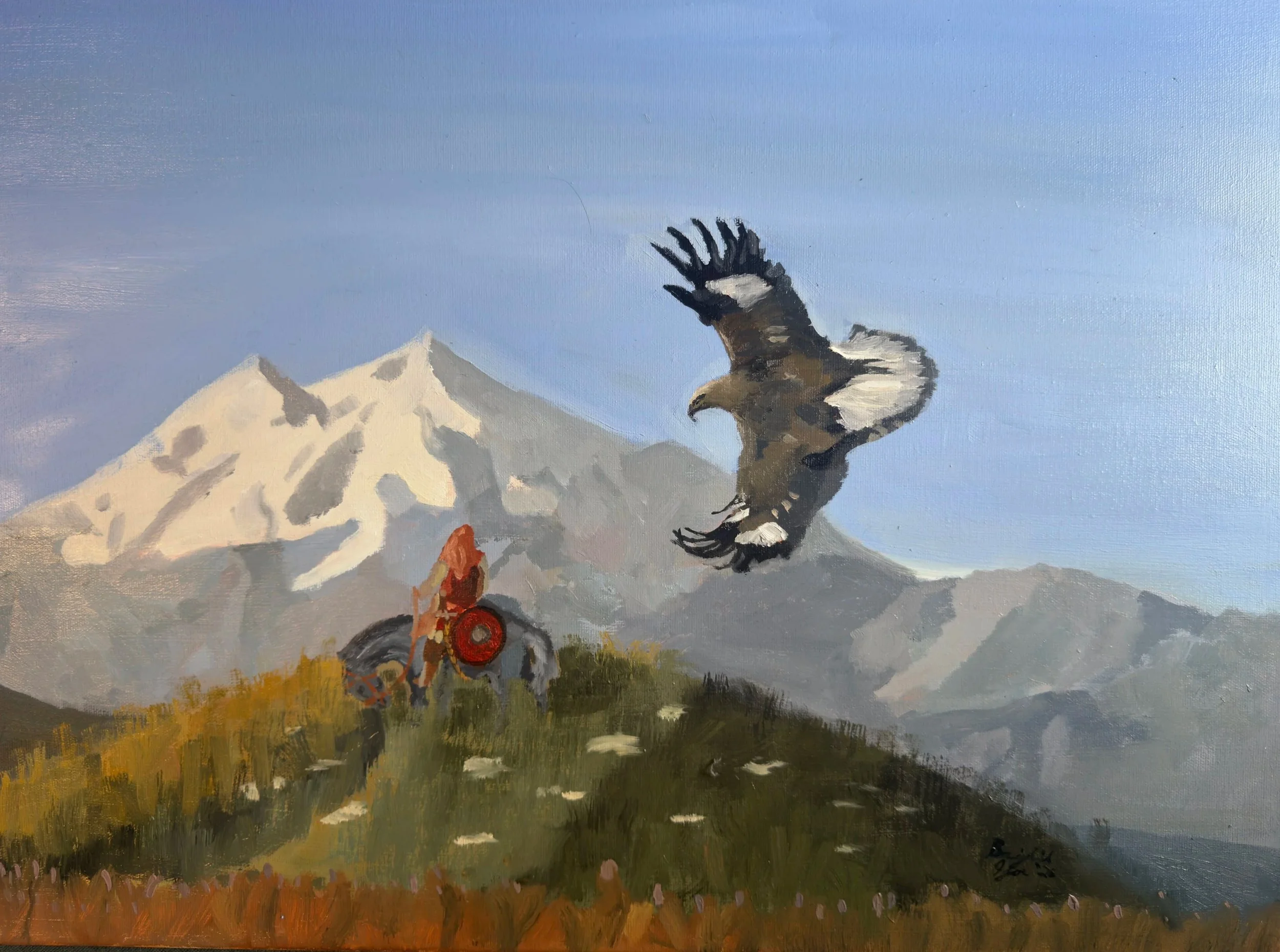 Negotiating with Eagles: Oil on Canvas: 18"x24" for Sale for $500 please reach out if you are interested. 
