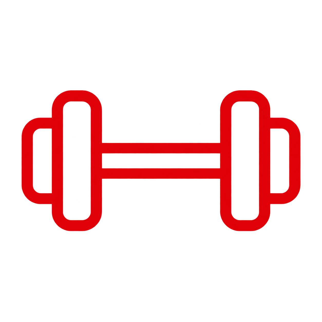 A red neon sign shaped like a dumbbell with the words 'GYM' in the middle.
