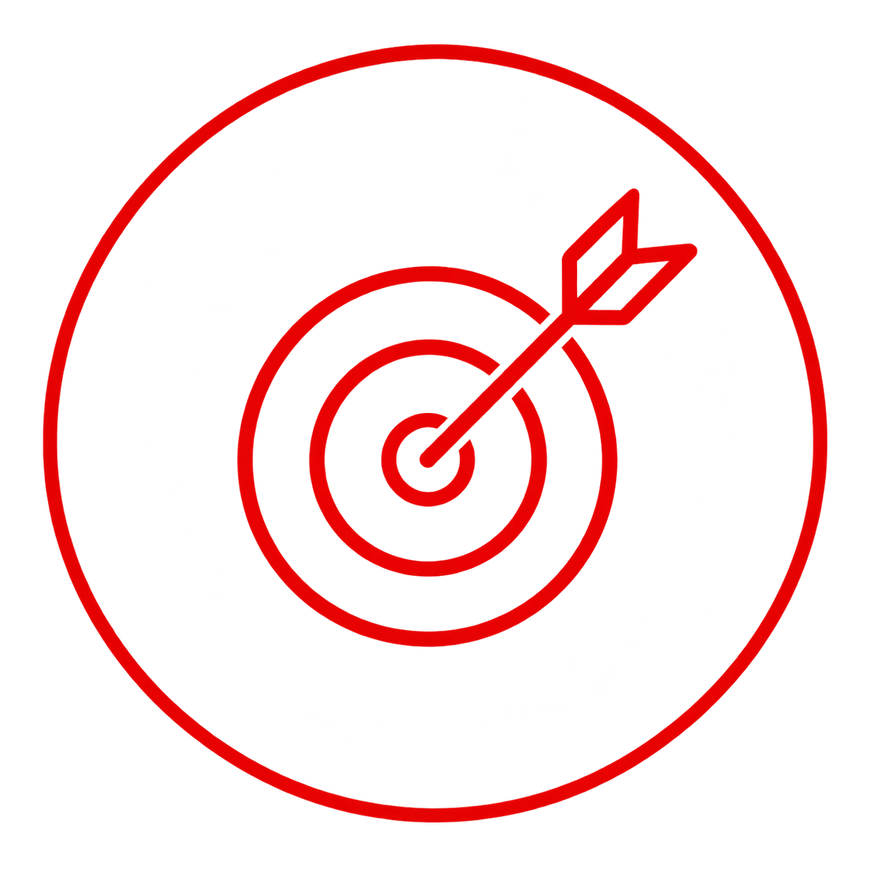 Red target with an arrow hitting the bullseye.