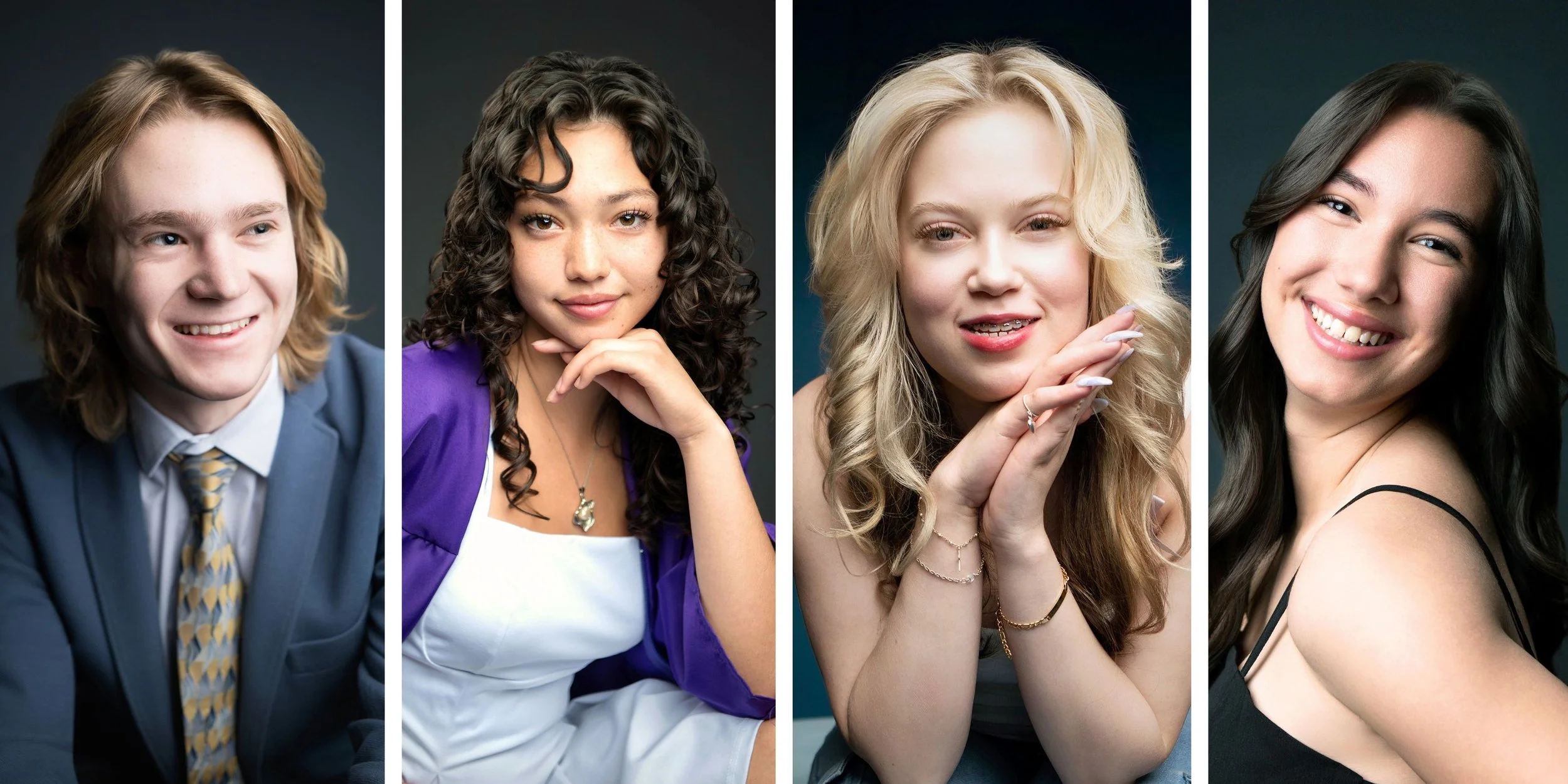 a variety of high school senior headshot photo shoot samples