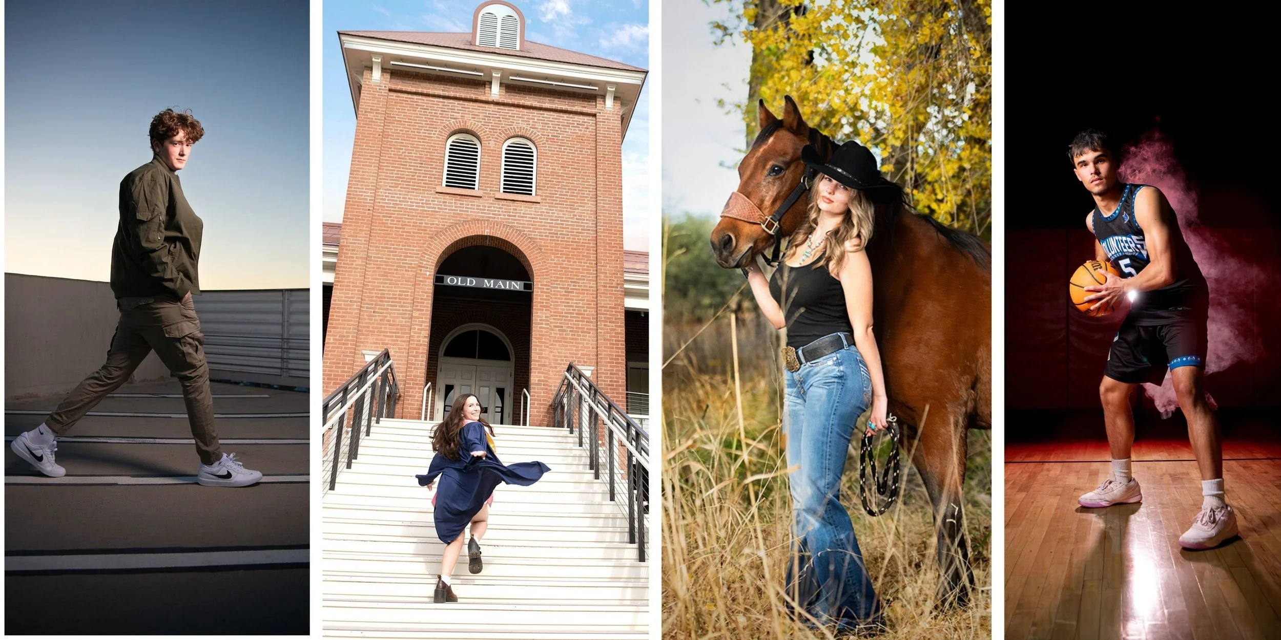 tucson high school seniors posing in different locations during photo shoots