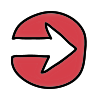 A black arrow pointing to the right inside a pink circle