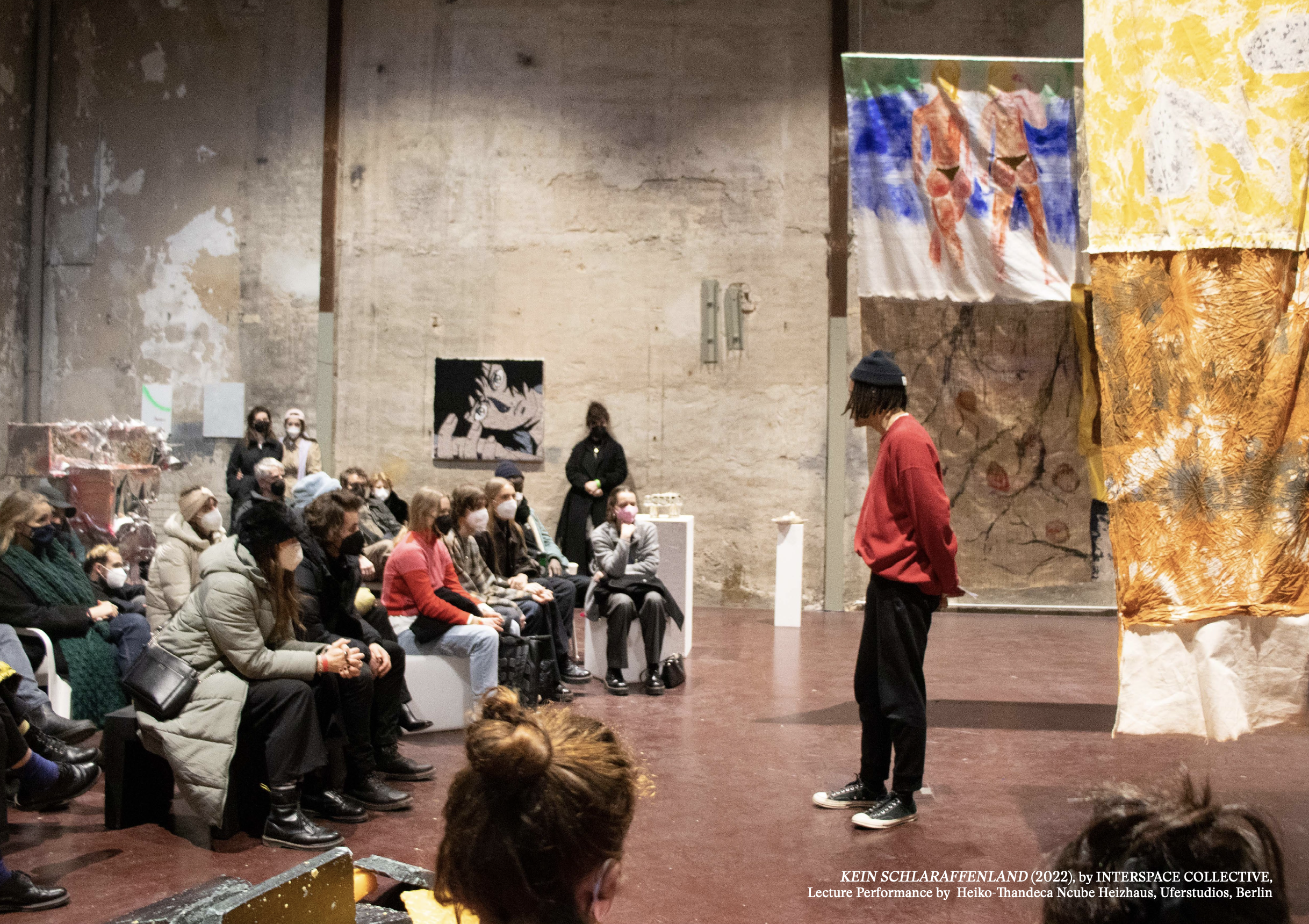 "kein schlaraffenland", lecture performance by Heiko-Thandeka Ncube, Interspace Collective, Uferhallen, 2022