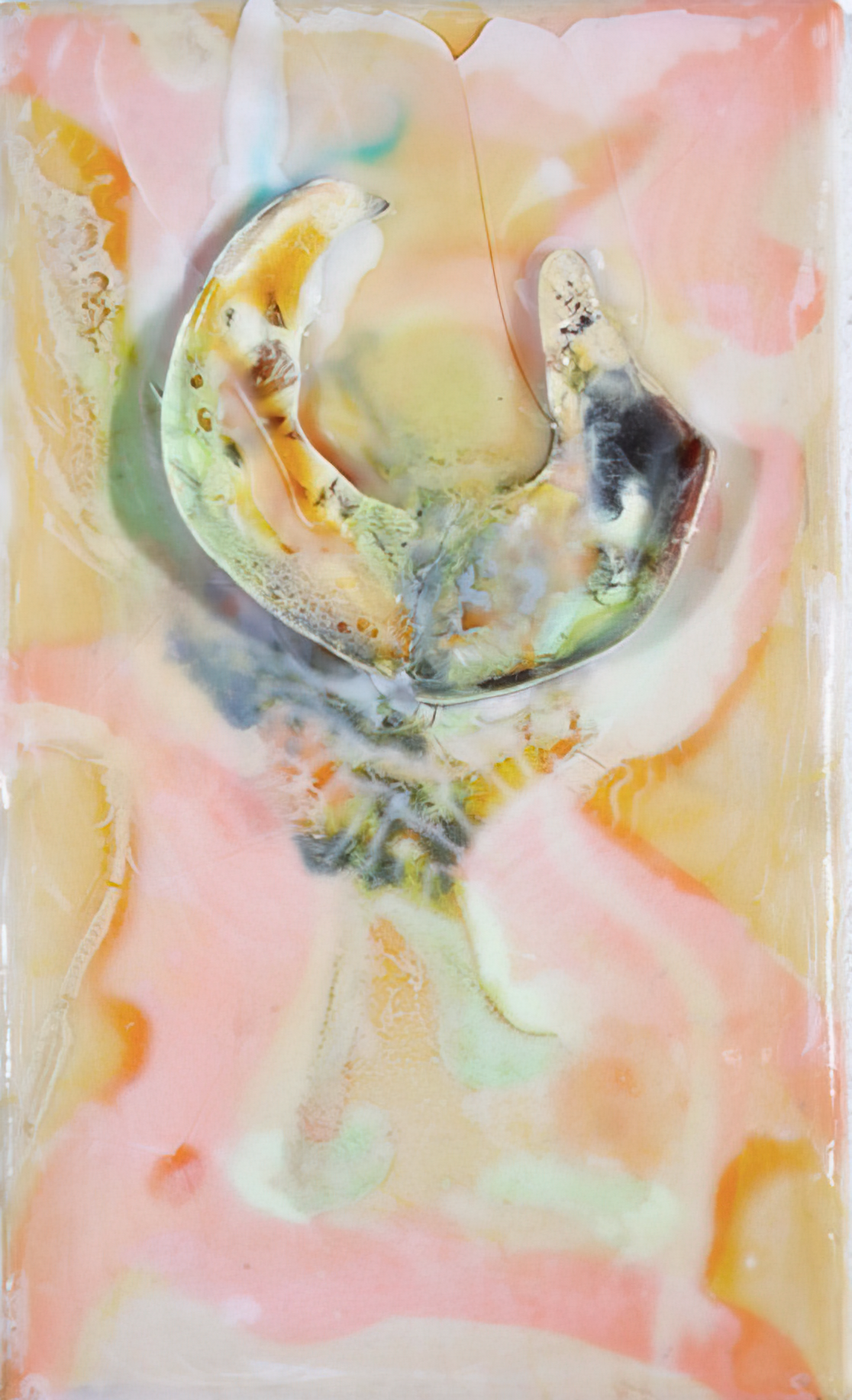 untitled, painting and wax, 15x10cm, 2017
