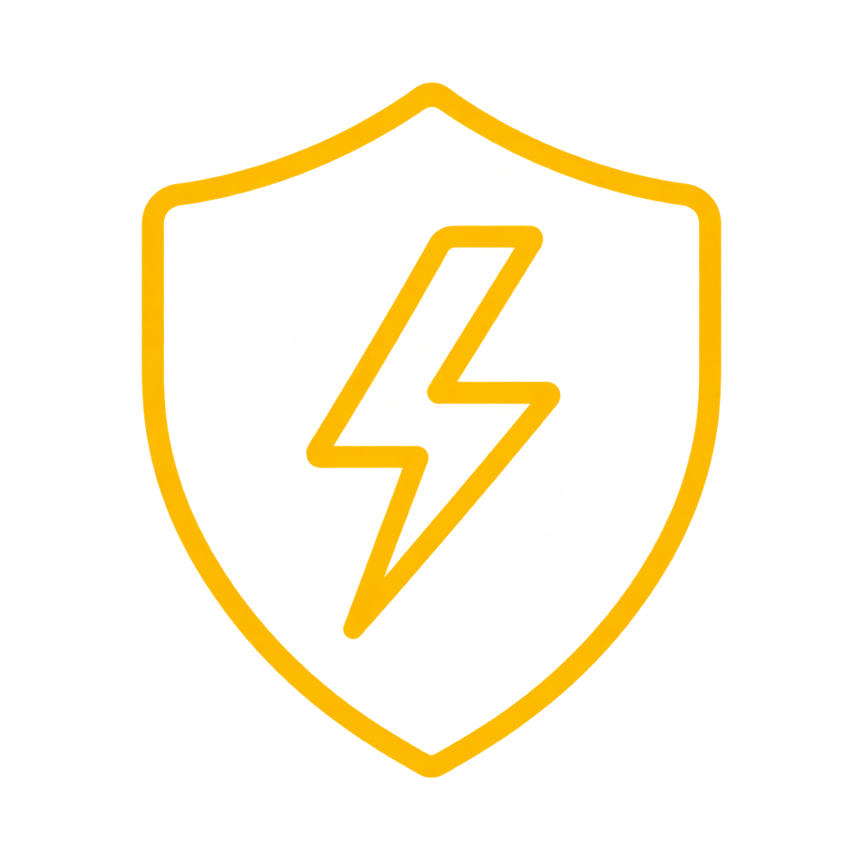 A yellow shield outline with a yellow lightning bolt inside.