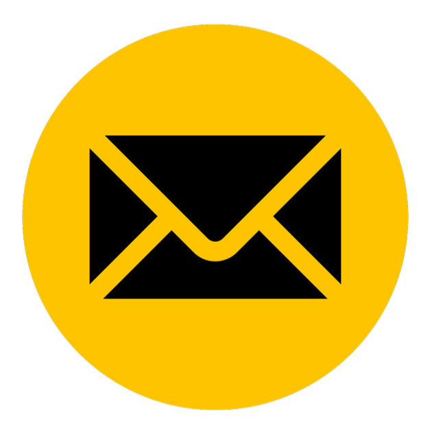 Icon of an envelope inside a yellow circle, representing email or messaging.