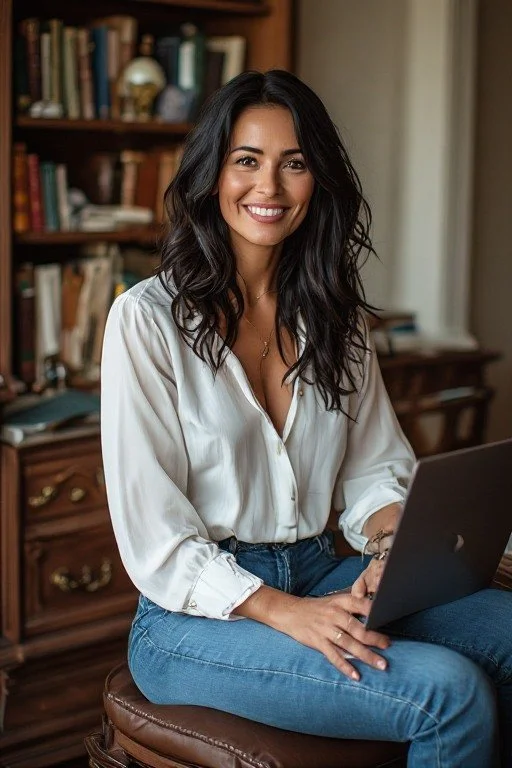 Simone Marlow at work in her study