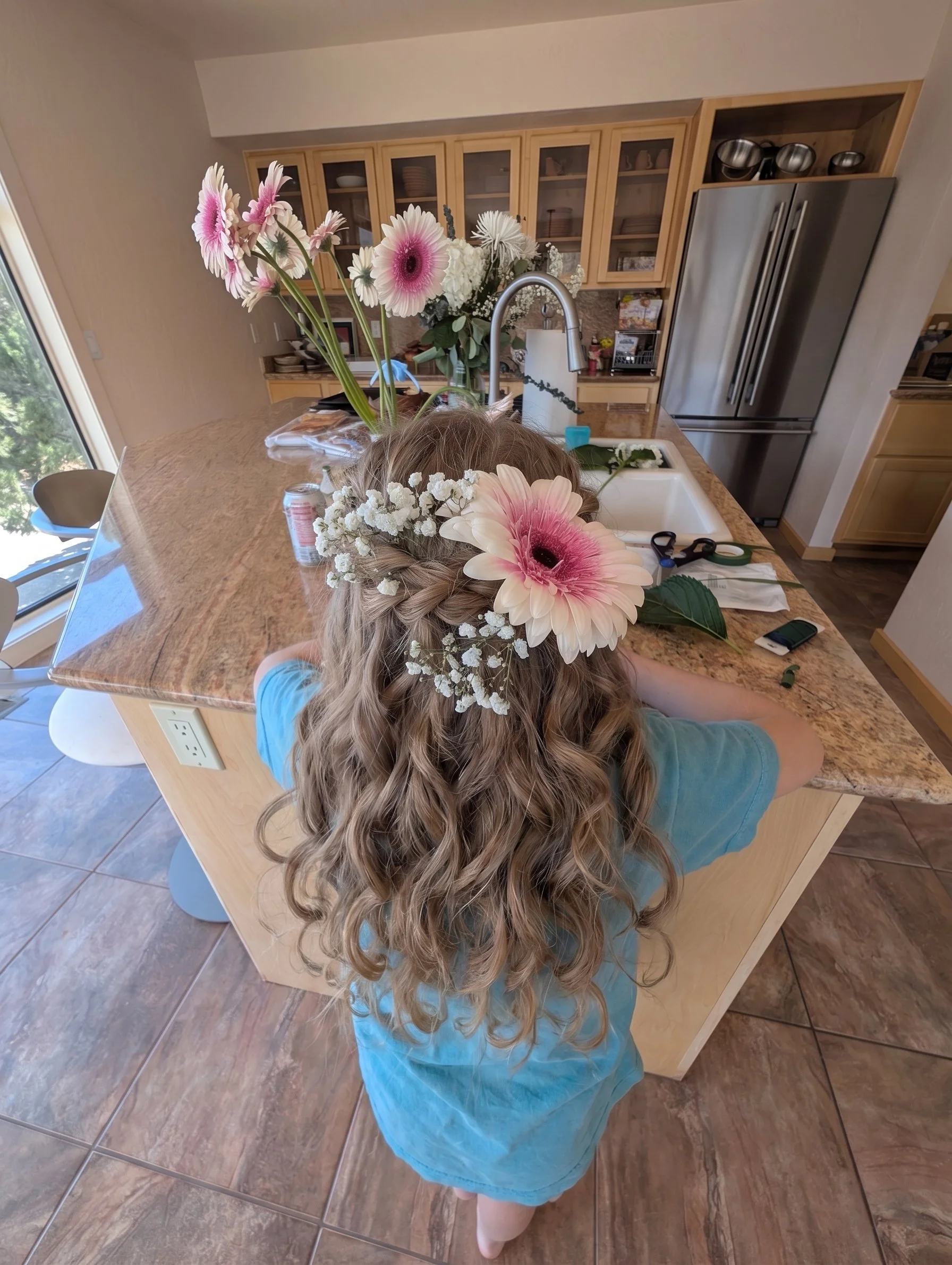 Mazie's beautiful flower girl hair