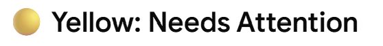 Yellow circle icon with the text 'Yellow: Needs Attention'