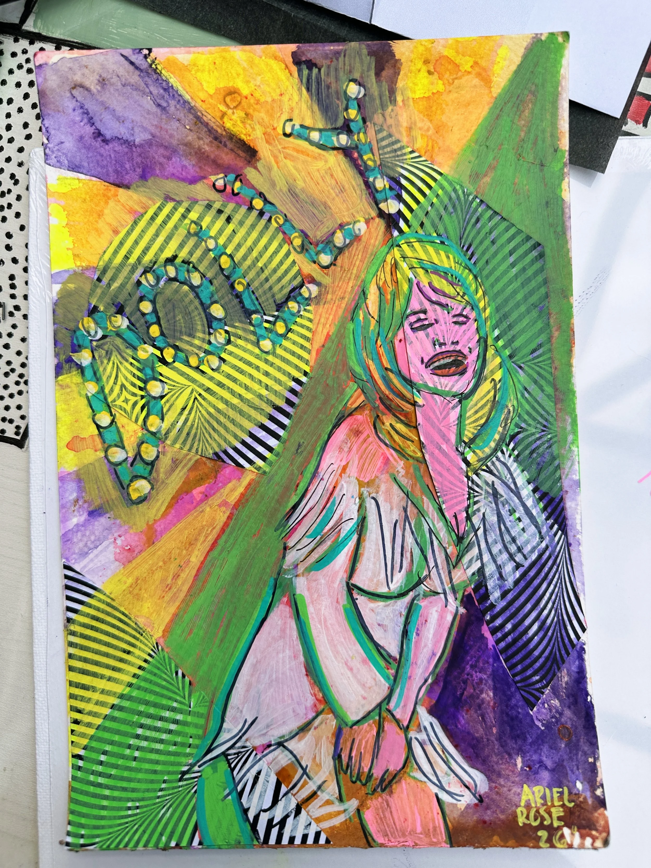 9 x 6 inch Mixed Media artwork inspired by Dolly Parton