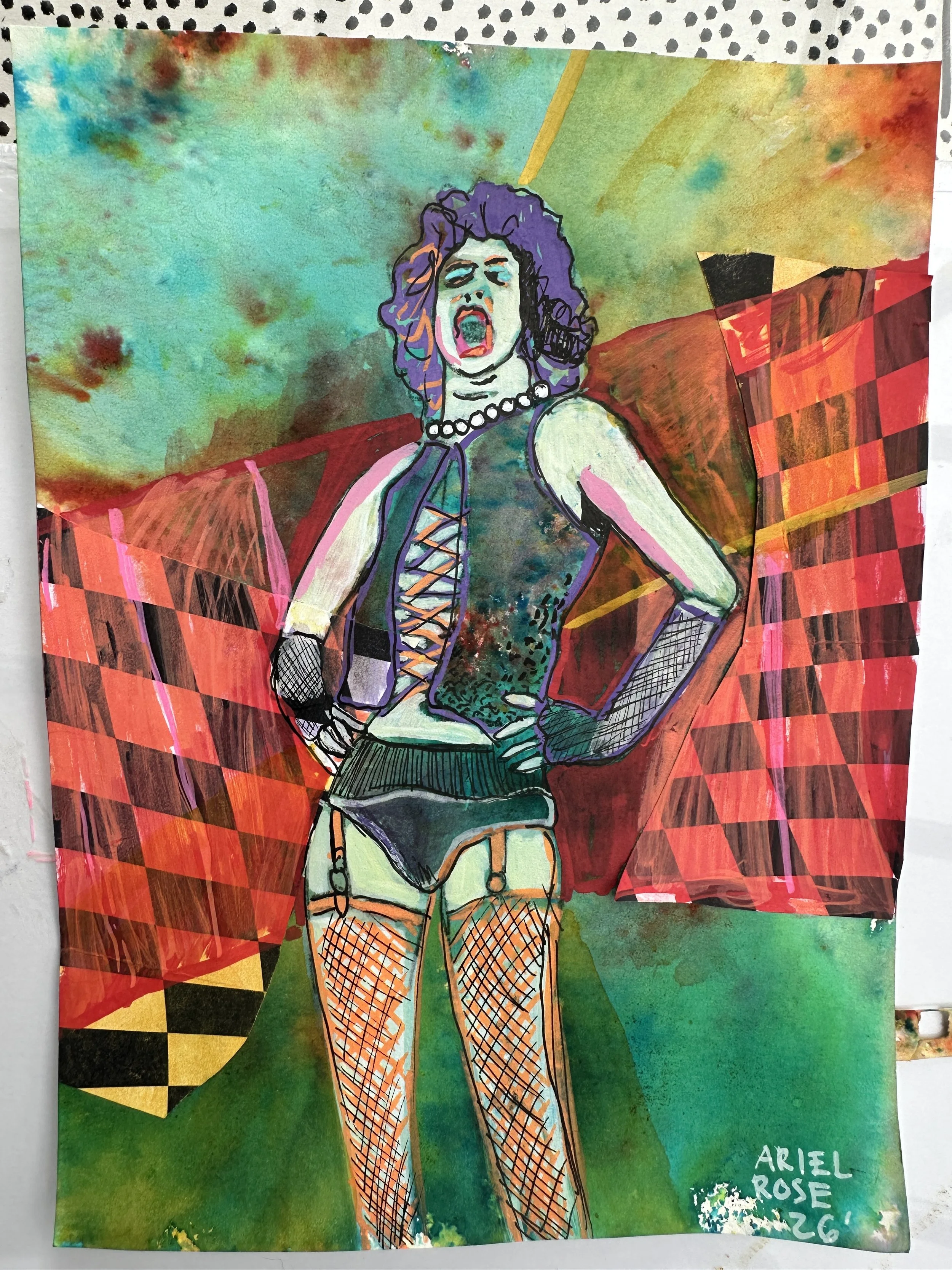 8 × 6 inch Mixed Media artwork inspired by Rocky Horror Picture Show