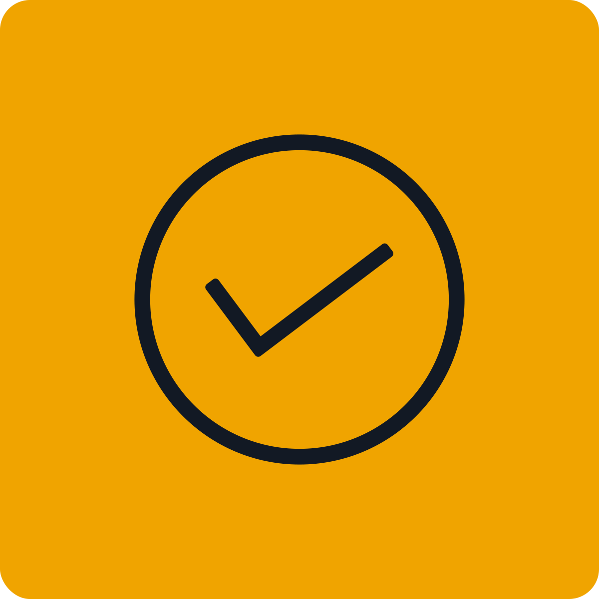 A yellow background with a black clock icon showing a check mark inside.