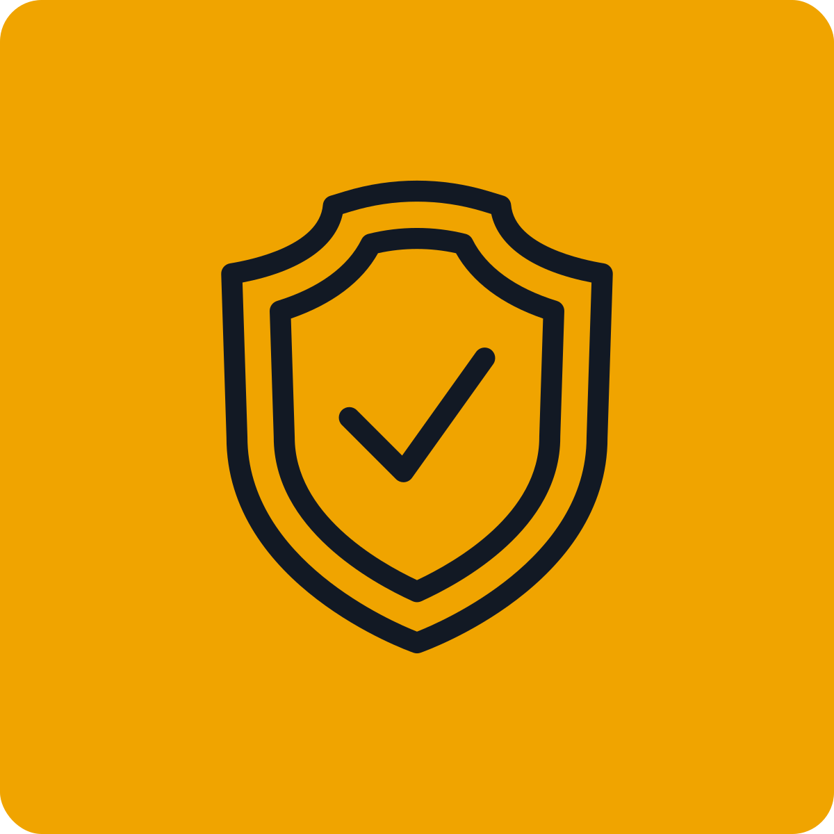 Icon of a shield with a checkmark in the center, representing security or protection.