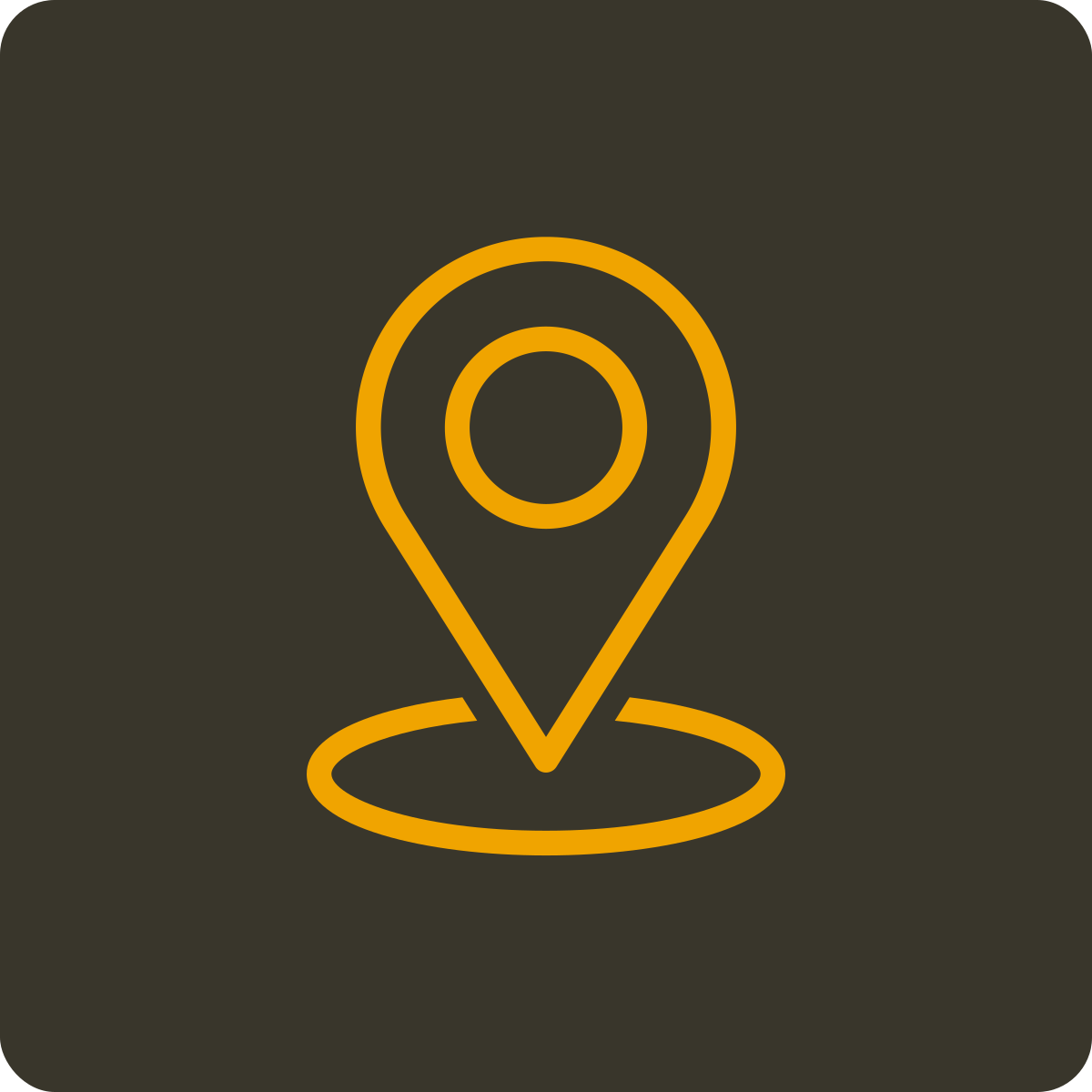 Map location pin icon with a circle at the center on a dark background.