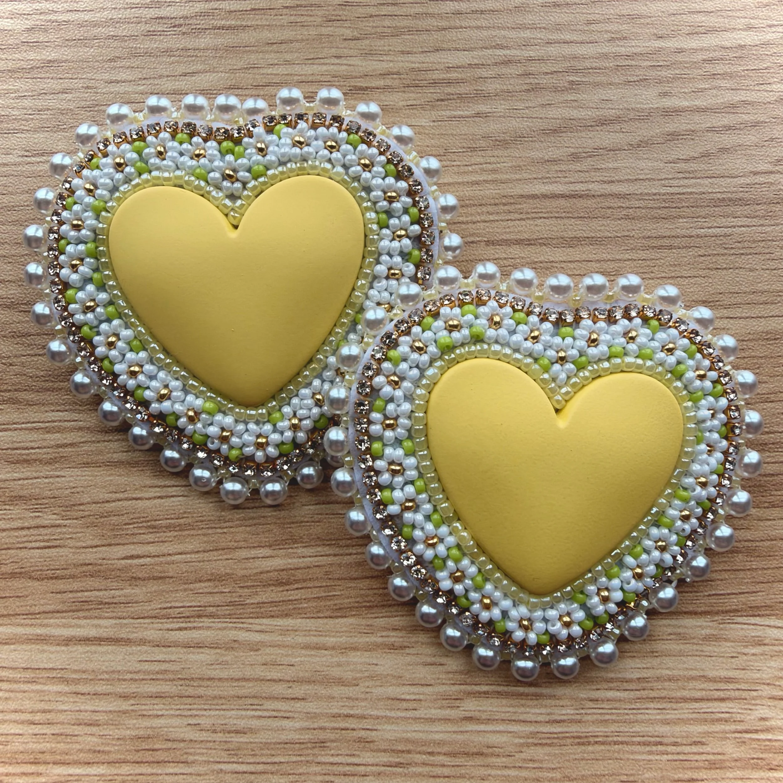Daisy & Pearl Yellow Heart Earrings