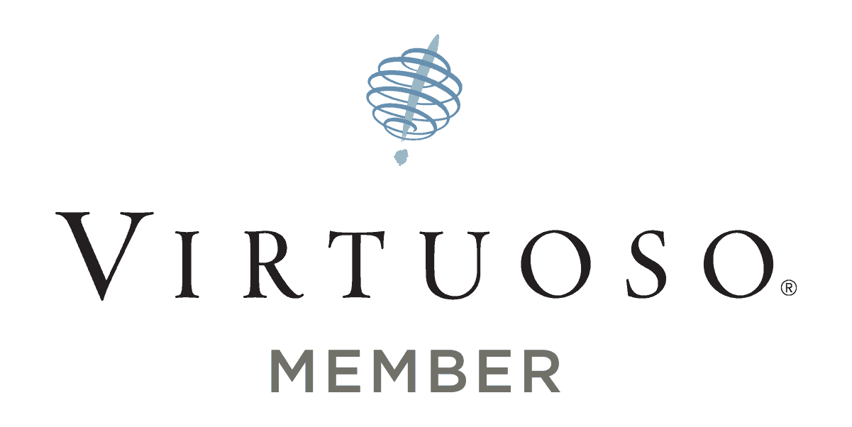 Virtuoso Member logo with a stylized globe and an arrow swirling around it.