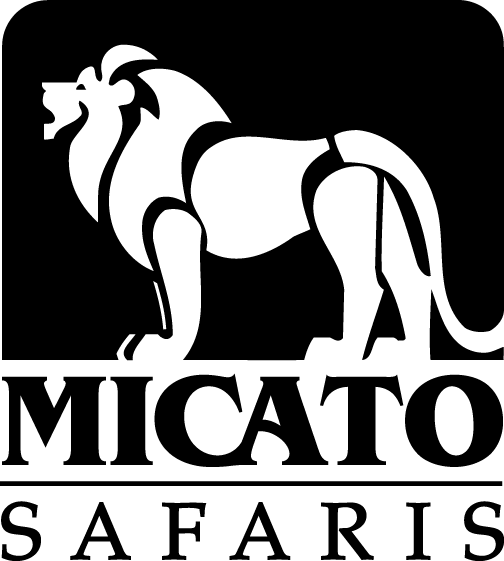 A black and white logo of a lion and a horse with the text 'Micato Safaris' beneath the animals.