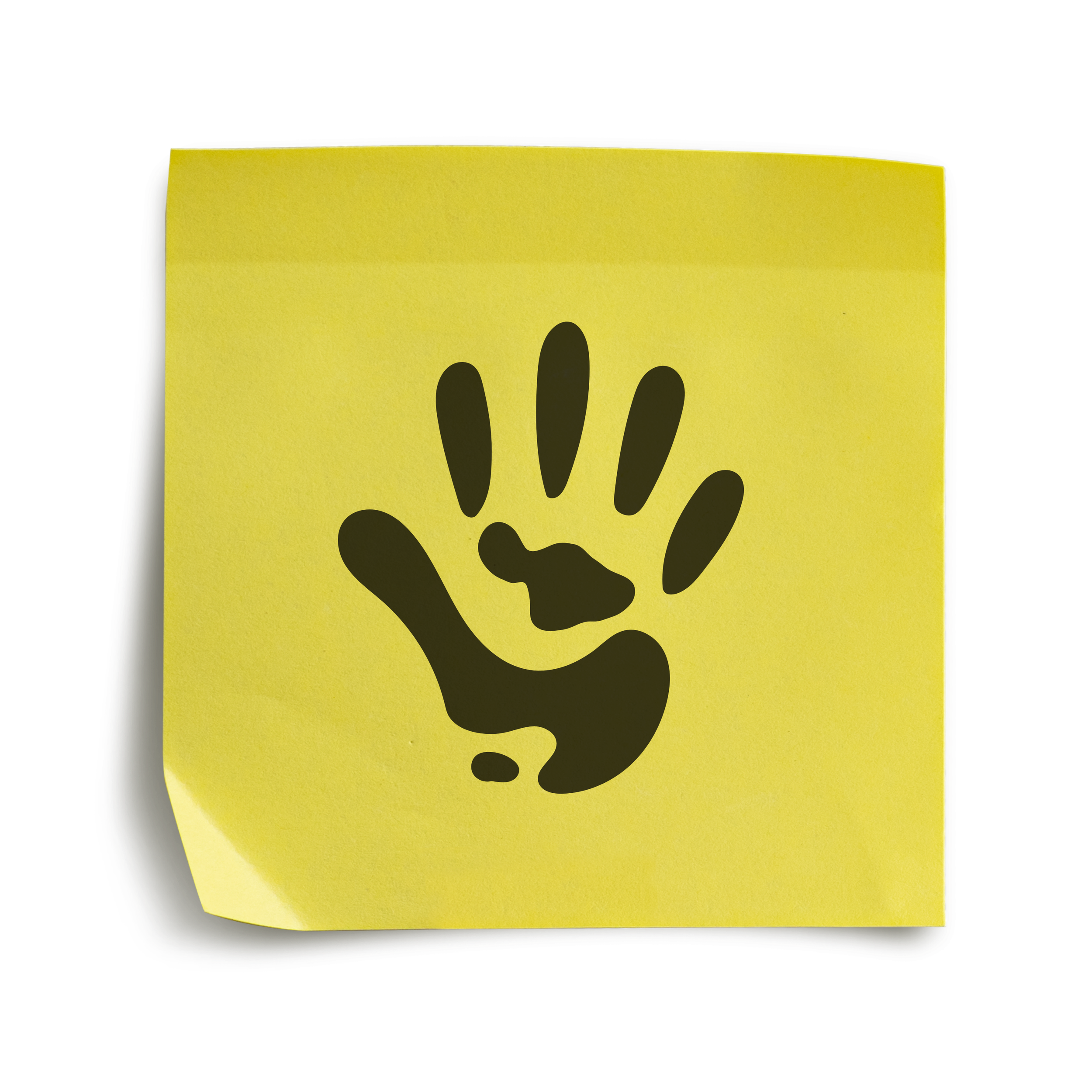 Image of a yellow sticky note with the black a black version of the Malama Maui logo on it.