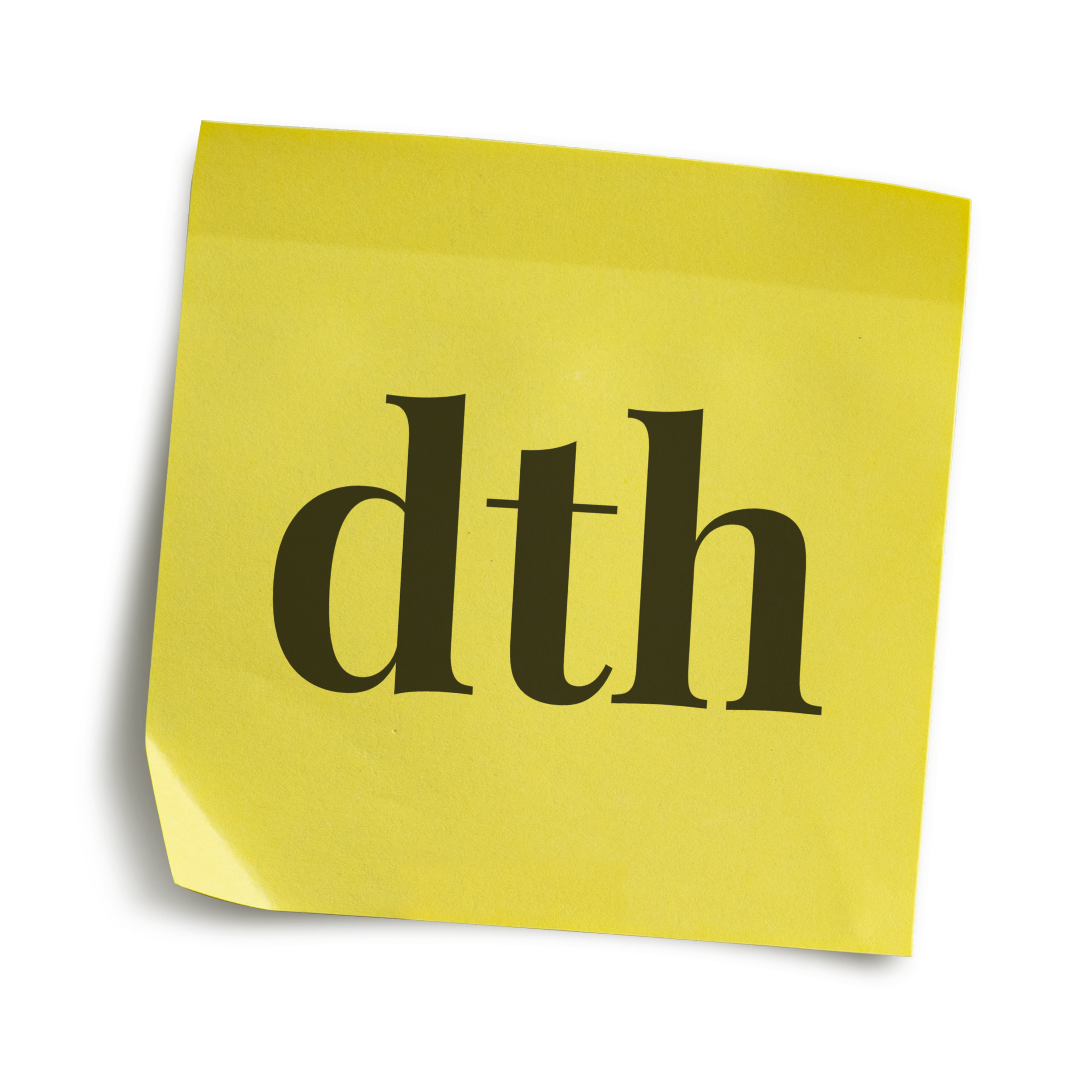 Image of a yellow sticky note with the black a black version of the Daily Tar Heel logo on it.
