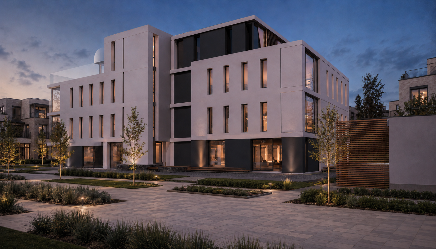 Modern multi-story multiuse building in Sochaczew Poland, Polska