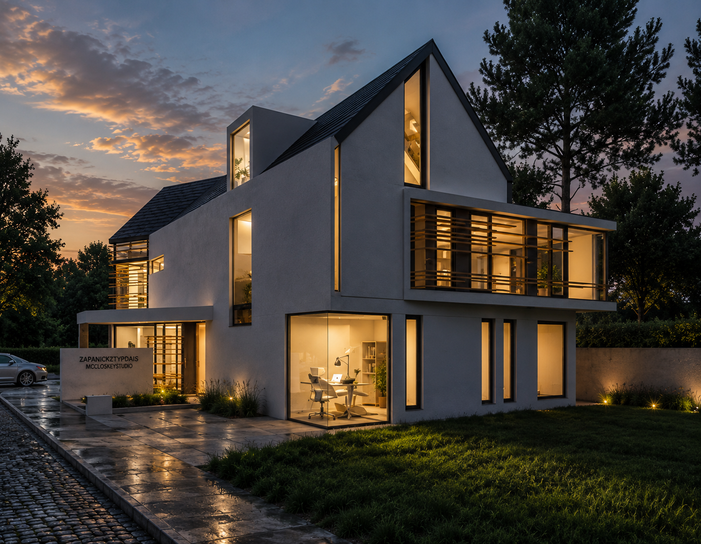 Modern multi-story house with dentist practice in Germany