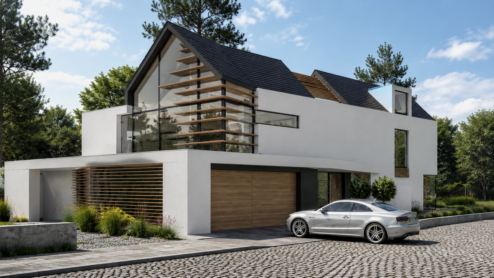 Modern multi-story house with dentist practice in Germany