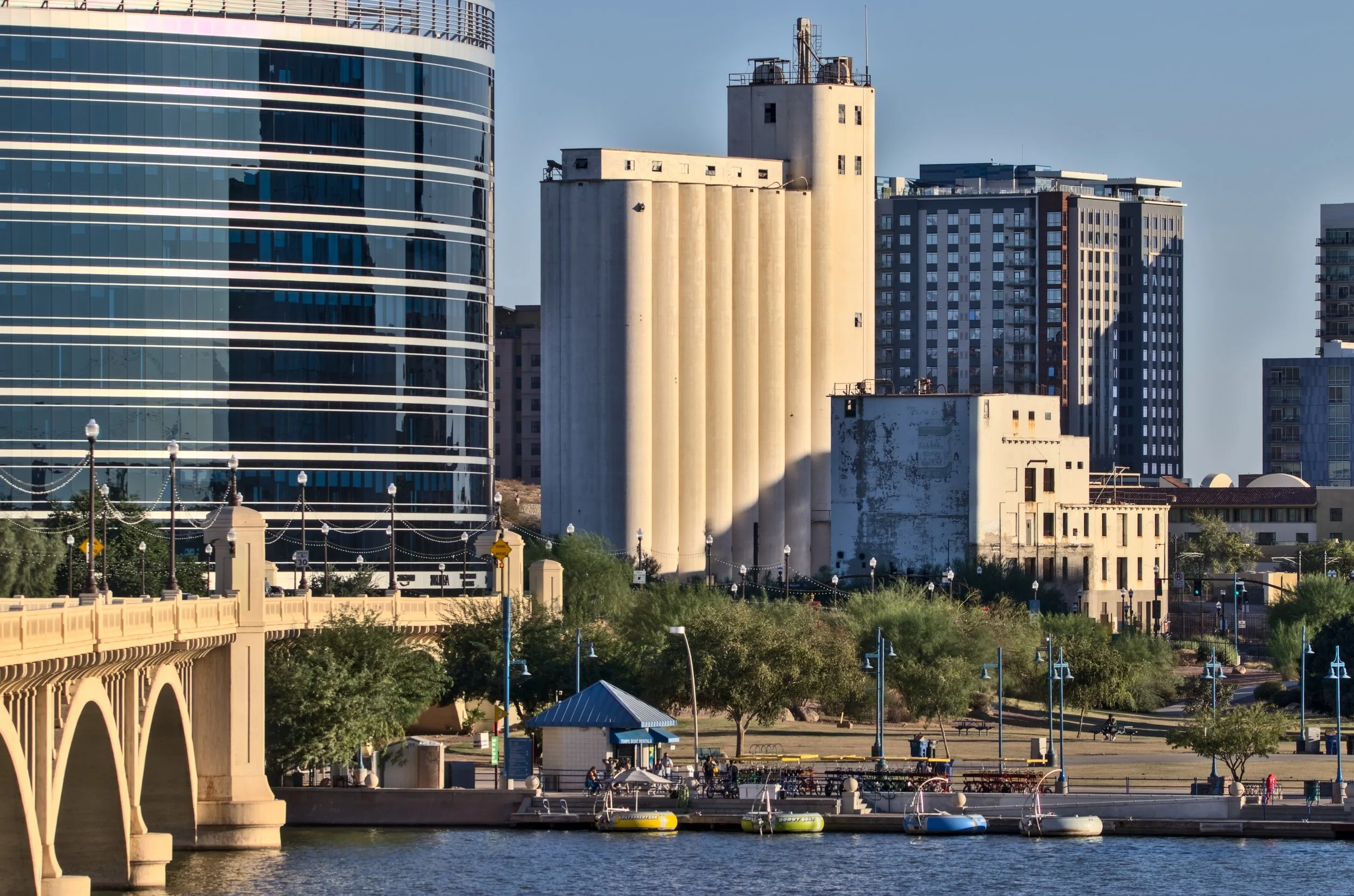 View of Hayden Flour Mill from across the Salt River