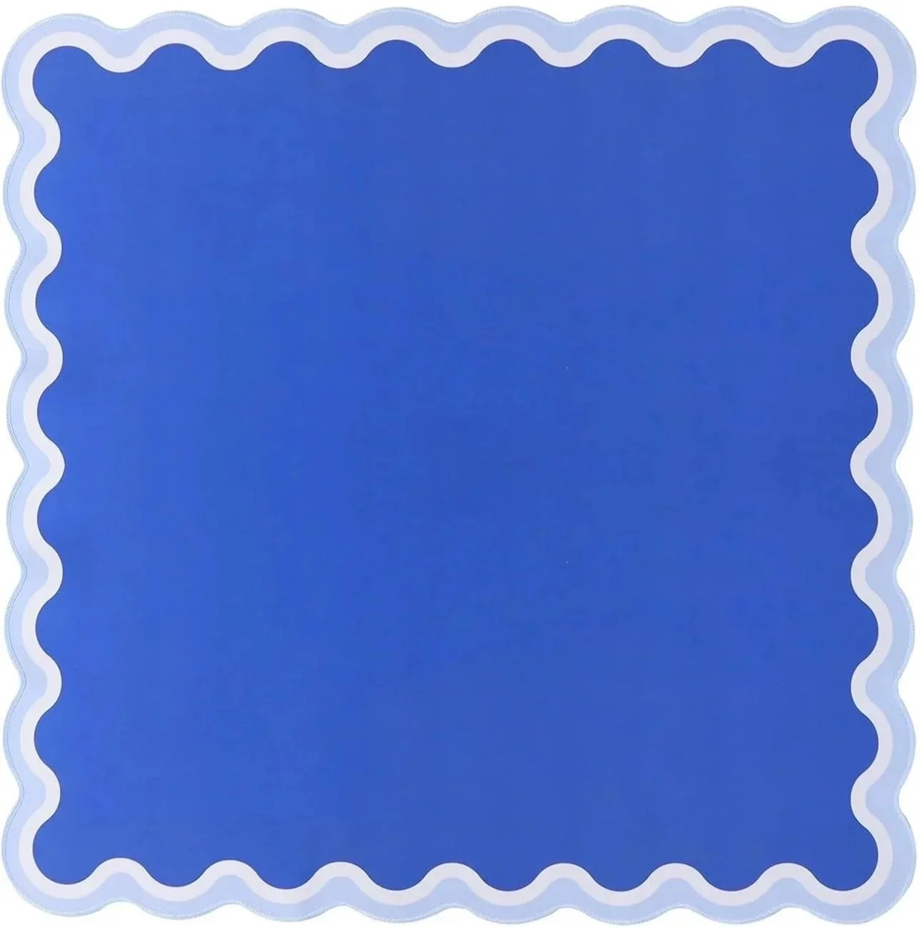 A blank blue scalloped border sign or label with a light gray outline.