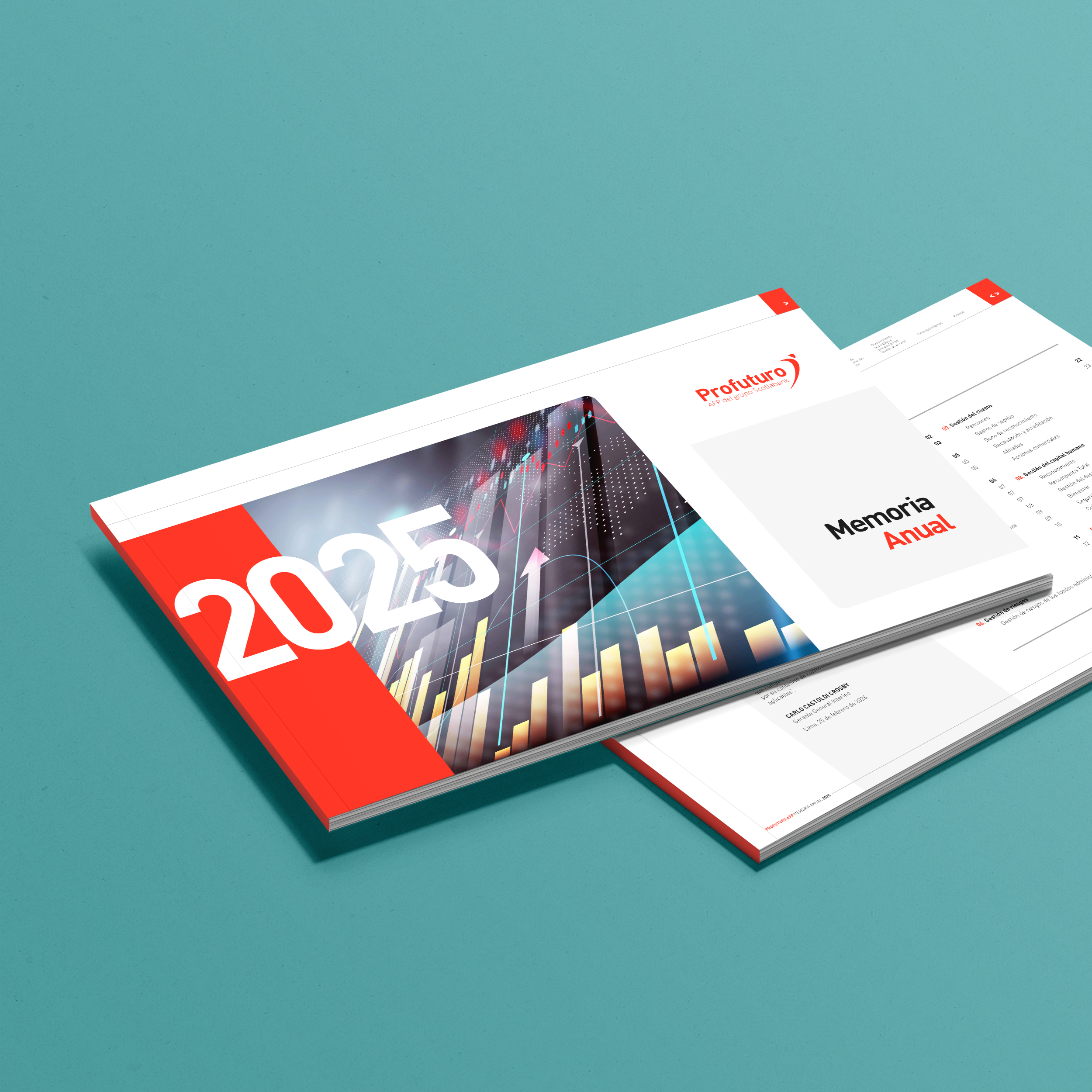 Portada de la Memoria Anual de Profuturo, empresa del Grupo Scotiabank.