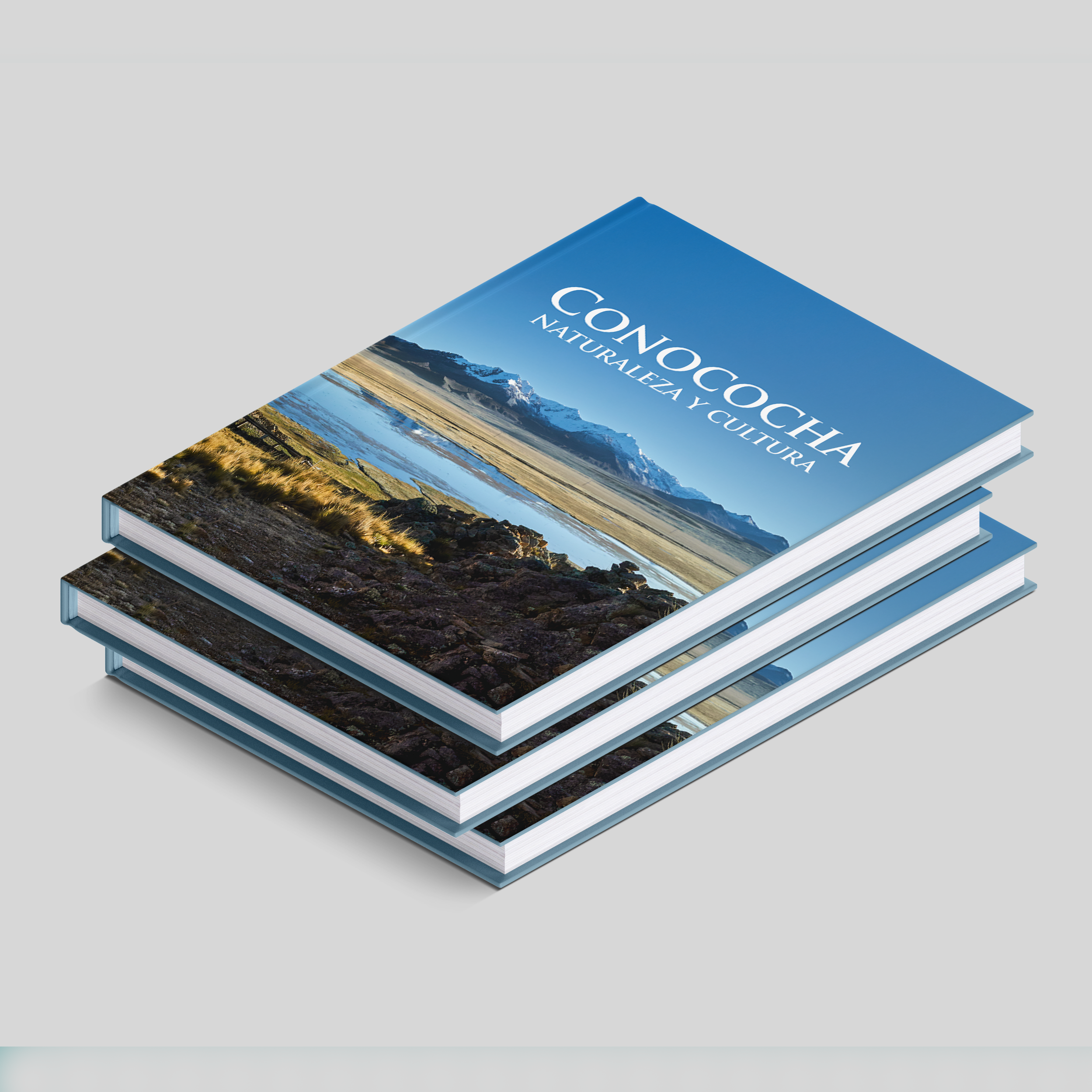 Portada del libro Conococha: Naturaleza y Cultura, con fotografía del paisaje de Conococha.