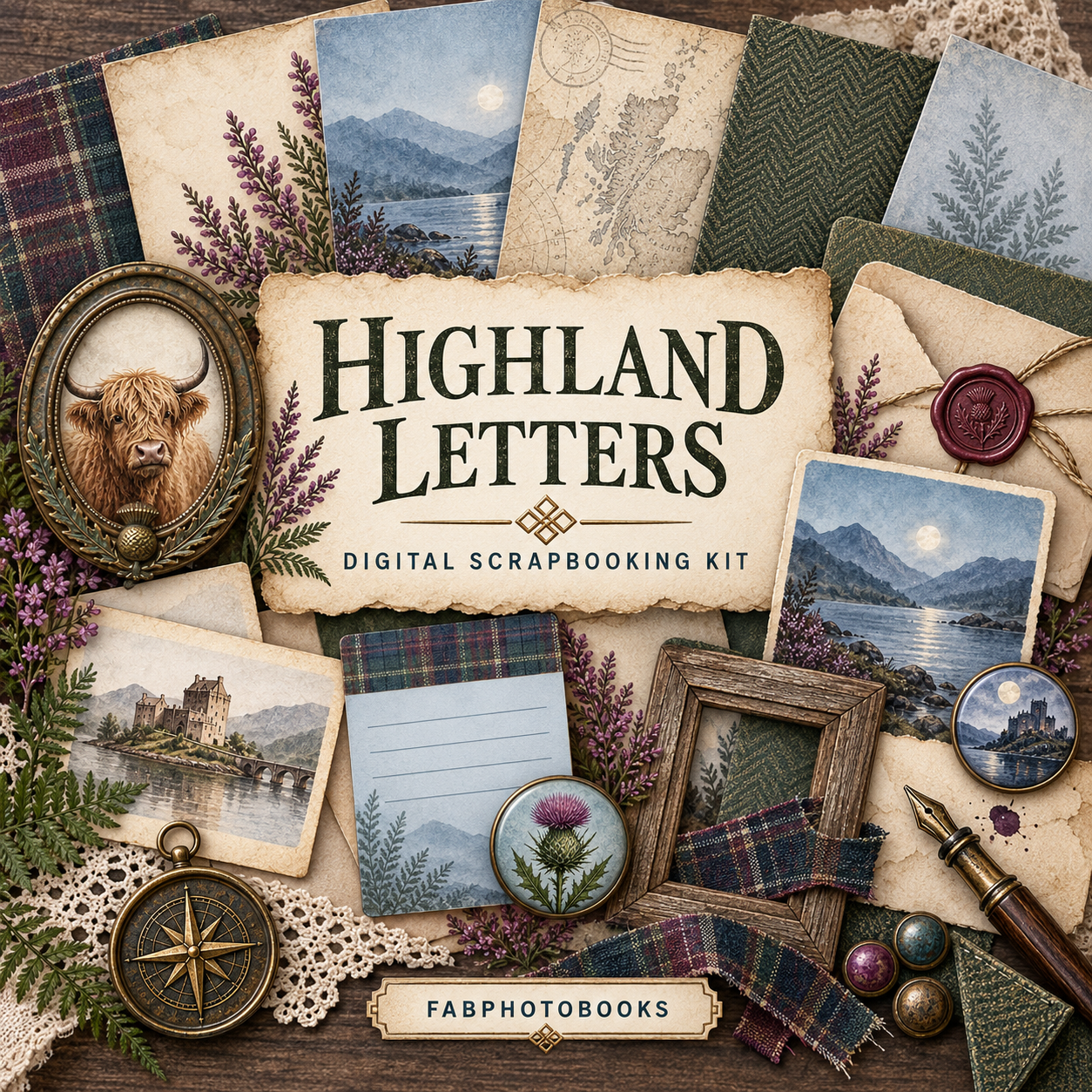 Highland Letters  Digital Scrapbooking Kit